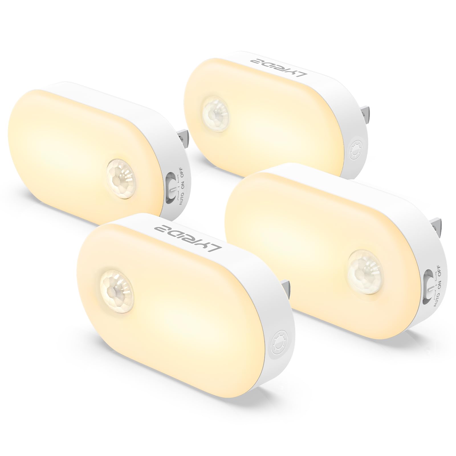 Lyridz 120LM Ultra Bright Plug-in Motion Sensor Night Light, Stepless Dimmable LED Nightlight, Always-On and Auto-Off, for Hallway, Stairs, Bathroom, Bedroom, Garage, Warm White (6-Pack)