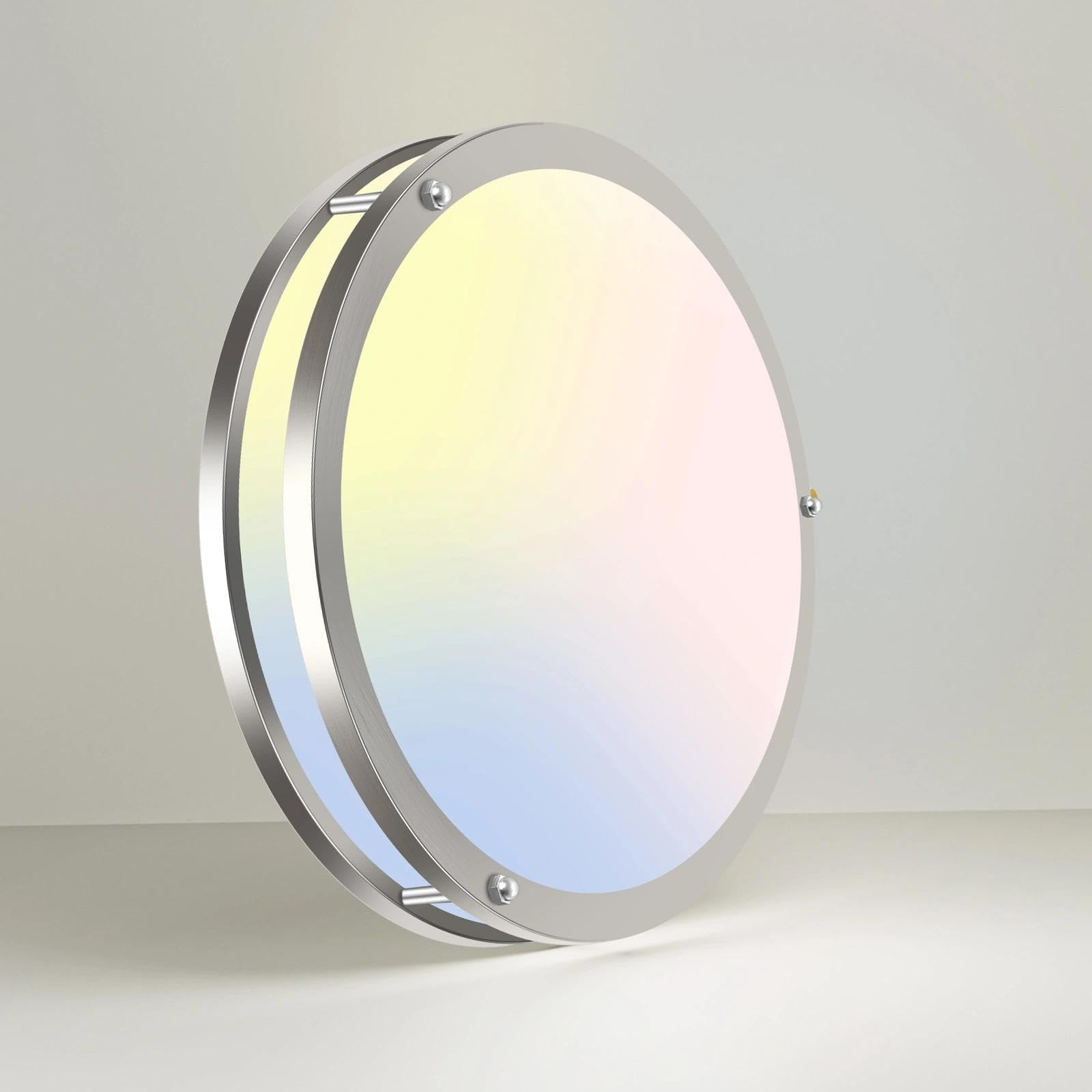 libtit 13-Inch Flush Mount Ceiling Lights, Dimmable 3000K-6500K Adjustable LED Ceiling Light, 24W Round Slim Light Fixture, Brushed Nickel for Kitchen, Bedroom, Bathroom, Hallway-1 Pack