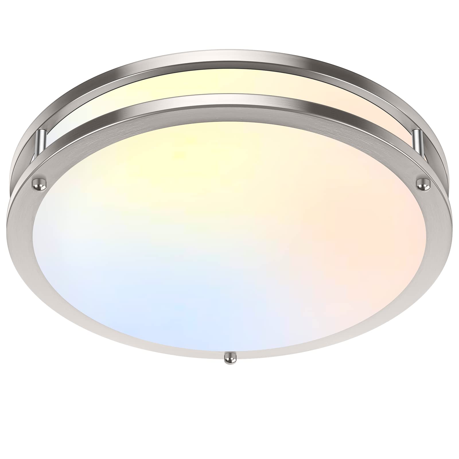 36W LED Ceiling Lights 3600lm Super Bright, Dimmable Flush Mount Light Fixtures 6500K/5000K/4000K/3000K/2700K Adjusted Modern Ceiling Lights 2PACK, 13 Inch Ceiling Lamps for Bedroom Kitchen, Nickle