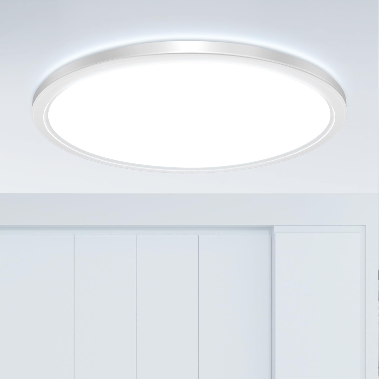 2PACK Flush Mount LED Ceiling Light Fixture Black, 12Inch 28Watt, Dimmable & 3000K-4500K-6000K 3 Color Selectable Ceiling Lamp 3200LM Low Profile Ceiling Light for Kitchen Bedroom Hallway Porch