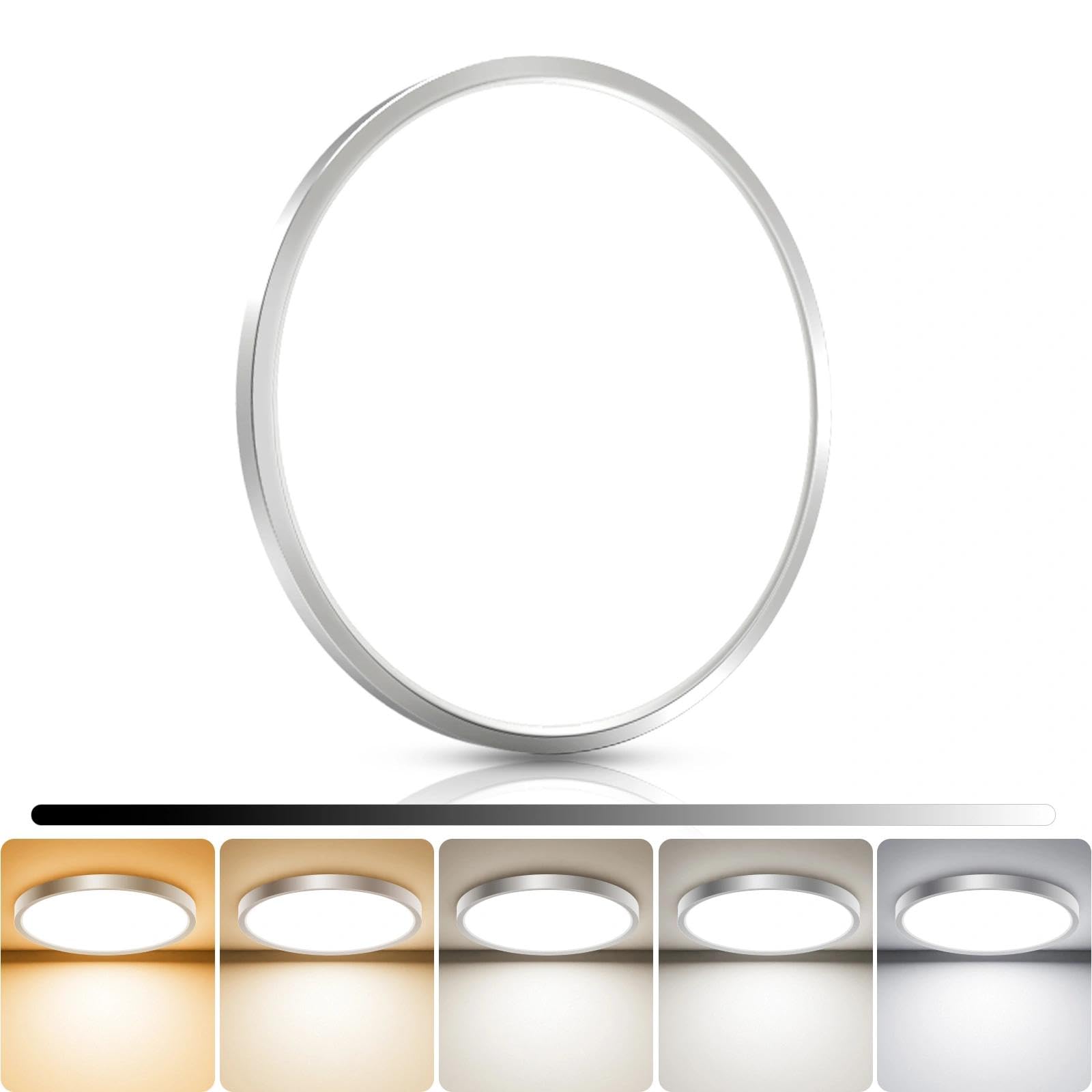 libtit 4Pack 7inch LED Flush Mount Ceiling Light, Dimmable & 5Color Temperatures (3000K-6500K), 15W Round Slim White Light Fixture for Closet Hallway Kitchen Bathroom Laundry