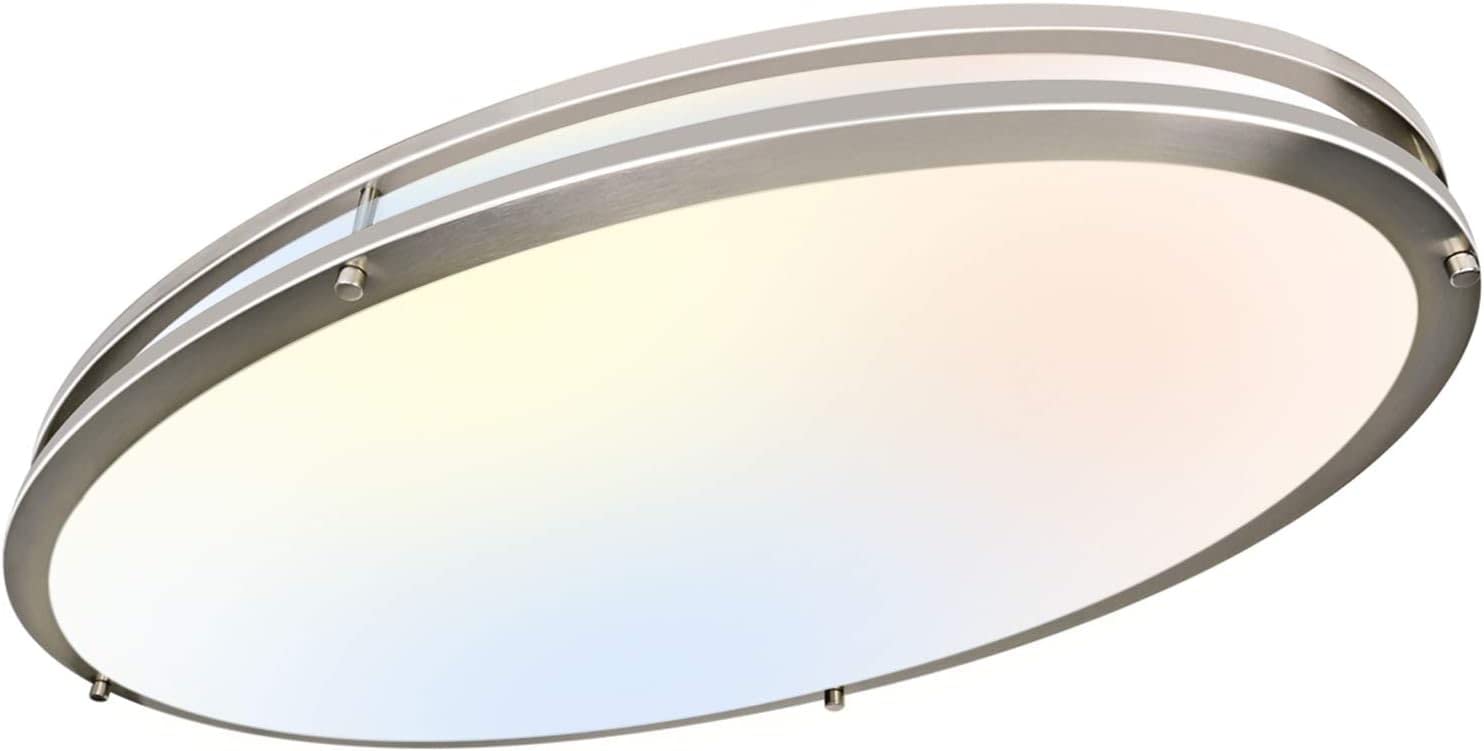 13 inch Flush Mount LED Ceiling Light Fixture, 2700K/3000K/3500K/4000K/5000K Adjustable Ceiling Lights, Brushed Nickel Saturn Dimmable Lighting for Hallway Bathroom Kitchen or Stairwell, ETL Listed