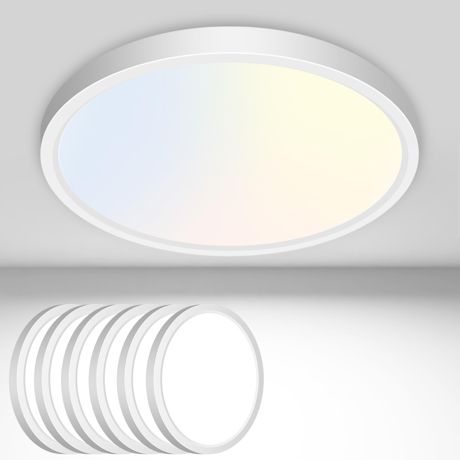 2PACK Flush Mount LED Ceiling Light Fixture Black, 12Inch 28Watt, Dimmable & 3000K-4500K-6000K 3 Color Selectable Ceiling Lamp 3200LM Low Profile Ceiling Light for Kitchen Bedroom Hallway Porch