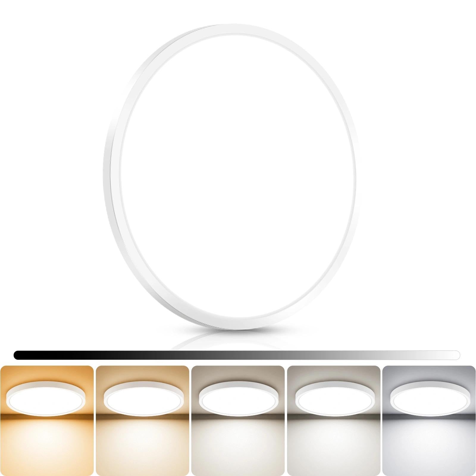 libtit 4Pack 7inch LED Flush Mount Ceiling Light, Dimmable & 5Color Temperatures (3000K-6500K), 15W Round Slim White Light Fixture for Closet Hallway Kitchen Bathroom Laundry