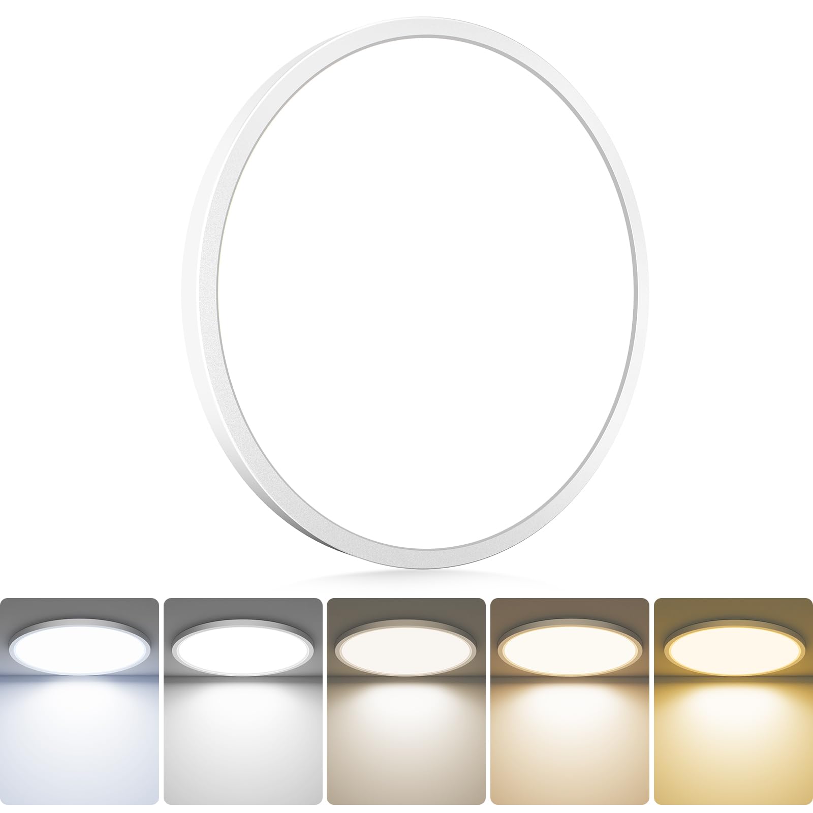 hepside 2Pack LED Flush Mount Ceiling Light Fixture, 12Inch 24W, Dimmable&3000K/3500K/4000K/5000K/6500K Adjustable Low Profile Ceiling Lights, White Round Flat Ceiling Light for Closet,Kitchen,Hallway