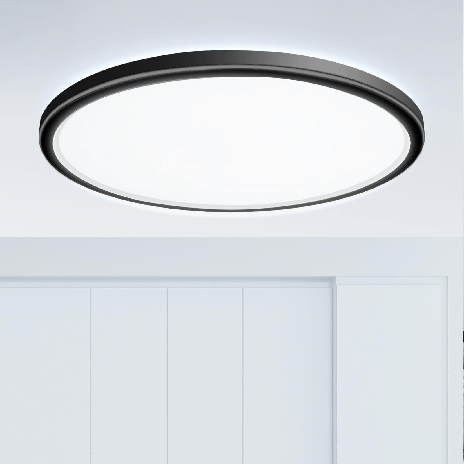 2PACK Flush Mount LED Ceiling Light Fixture Black, 12Inch 28Watt, Dimmable & 3000K-4500K-6000K 3 Color Selectable Ceiling Lamp 3200LM Low Profile Ceiling Light for Kitchen Bedroom Hallway Porch