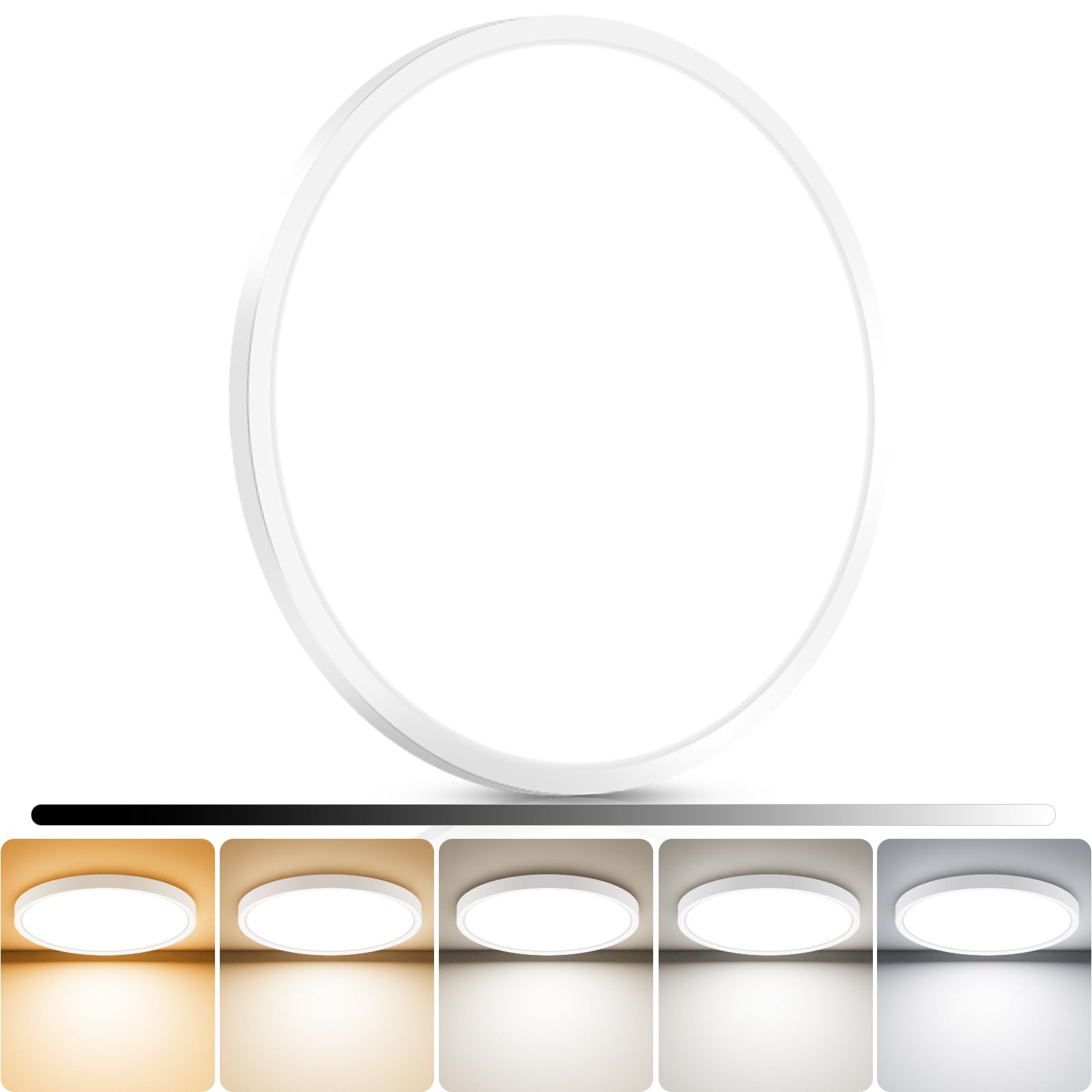libtit 4Pack 7inch LED Flush Mount Ceiling Light, Dimmable & 5Color Temperatures (3000K-6500K), 15W Round Slim White Light Fixture for Closet Hallway Kitchen Bathroom Laundry