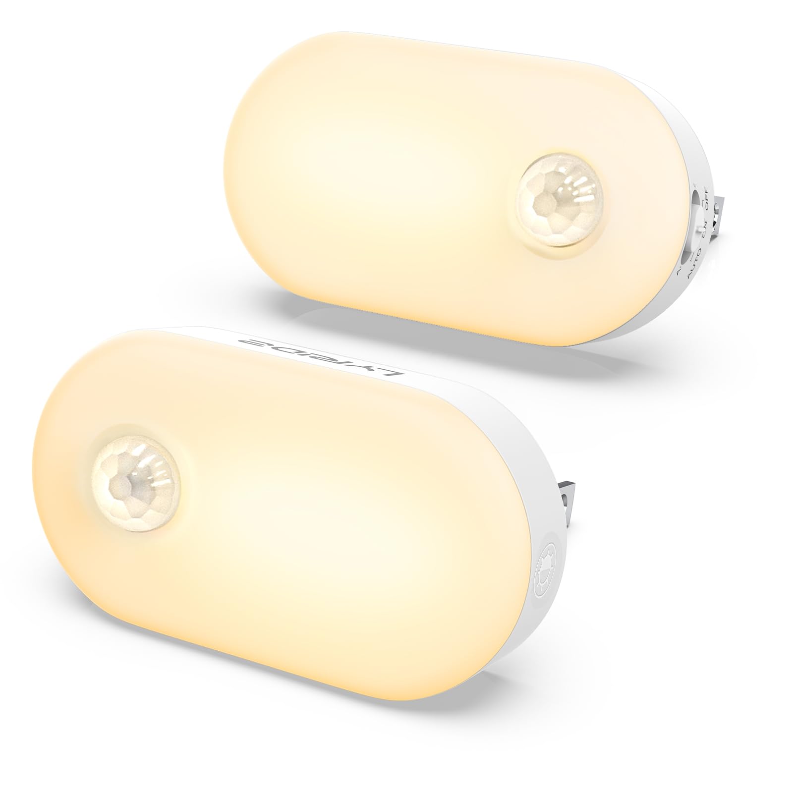 Lyridz 120LM Ultra Bright Plug-in Motion Sensor Night Light, Stepless Dimmable LED Nightlight, Always-On and Auto-Off, for Hallway, Stairs, Bathroom, Bedroom, Garage, Warm White (6-Pack)