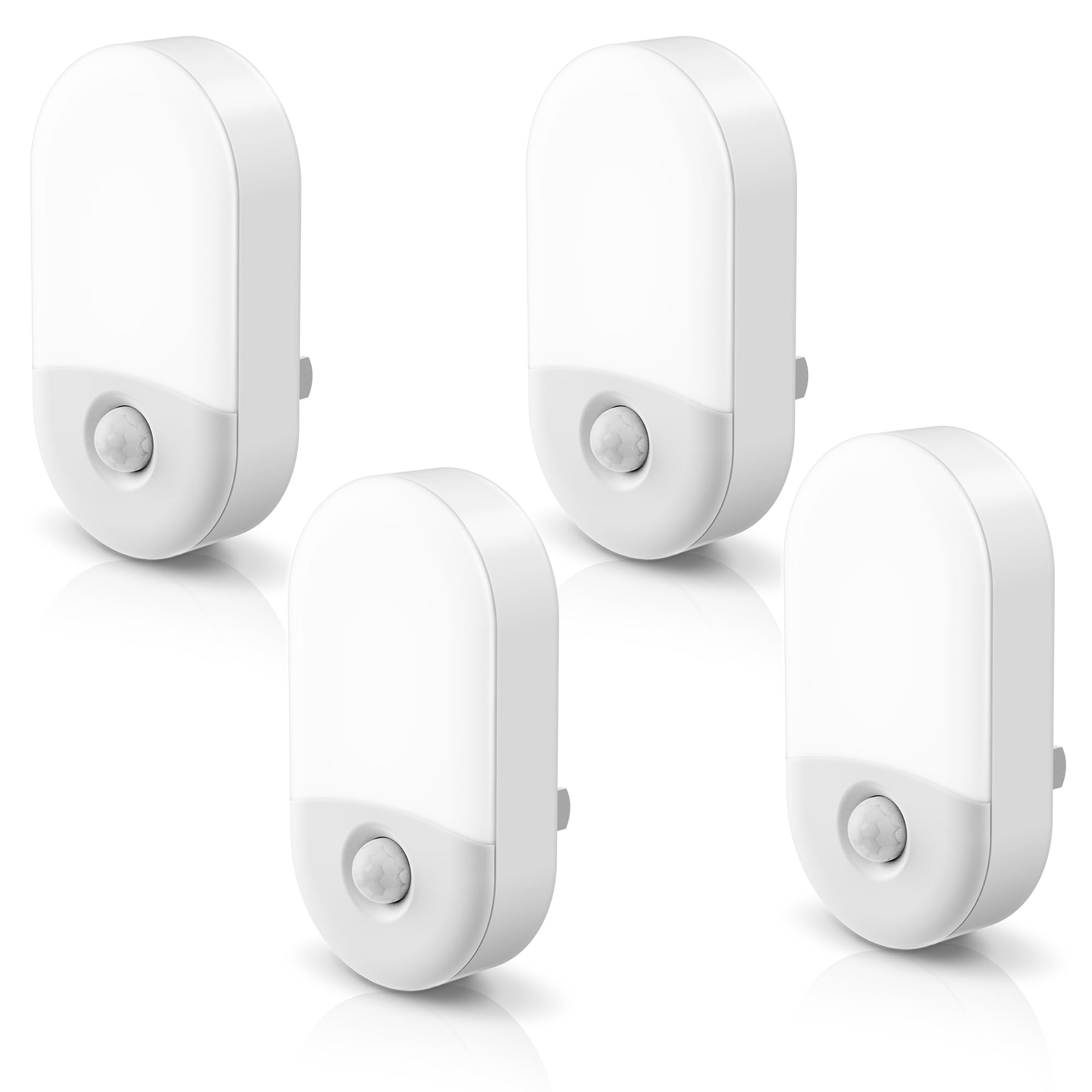L LOHAS LED Motion Sensor Night Light, Motion Activated Night Light, 4Pack, 3000K Warm White, Night Lights Plug into Wall Motion Sensor, 30/60LM Adjustable Brightness, for Kids Adults Bathroom Kitchen