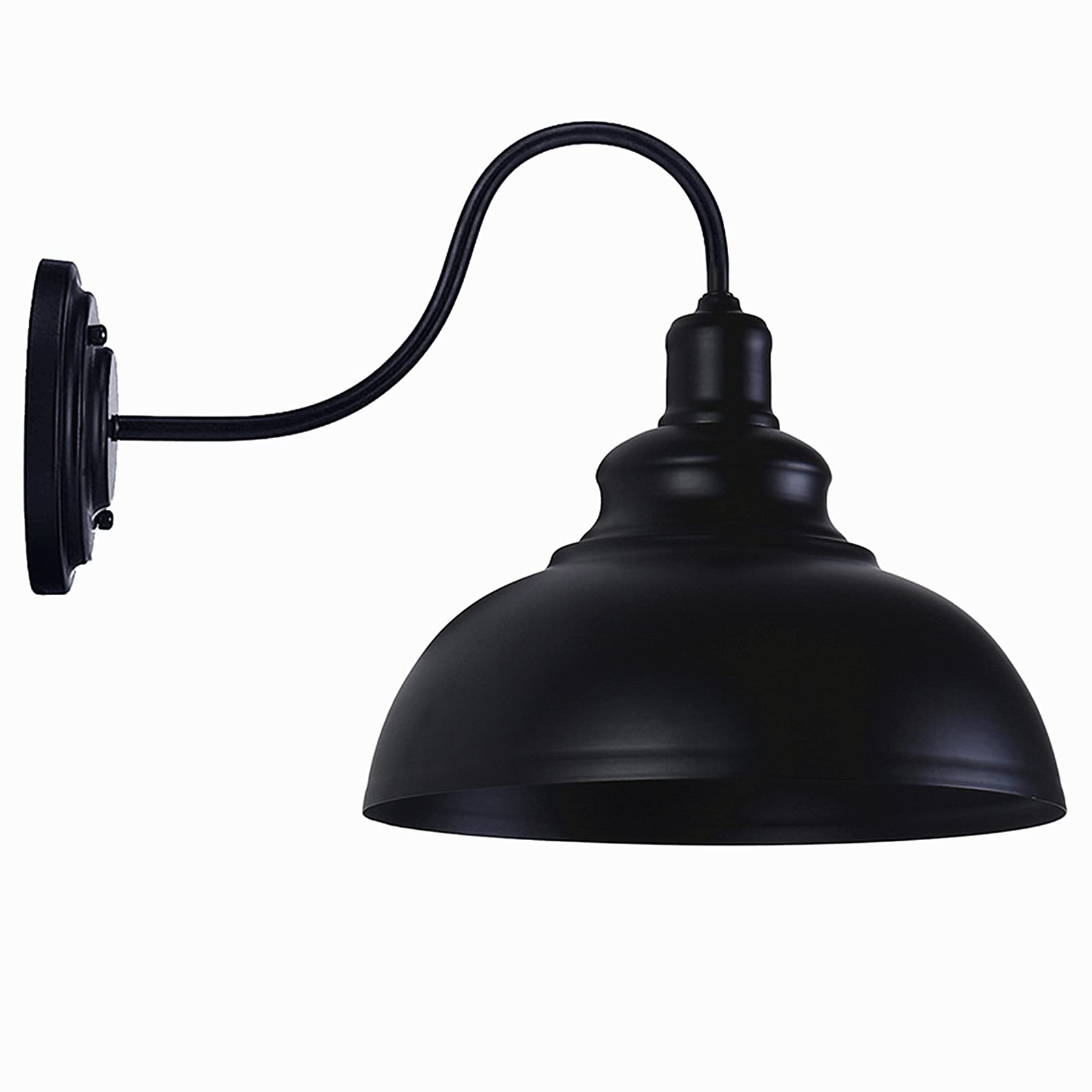 Lightess Dimmable Wall Sconces with Switch, Industrial Gooseneck Wall Light with Dimmer, Black Wall Mounted Bedside Lamps Set of Two