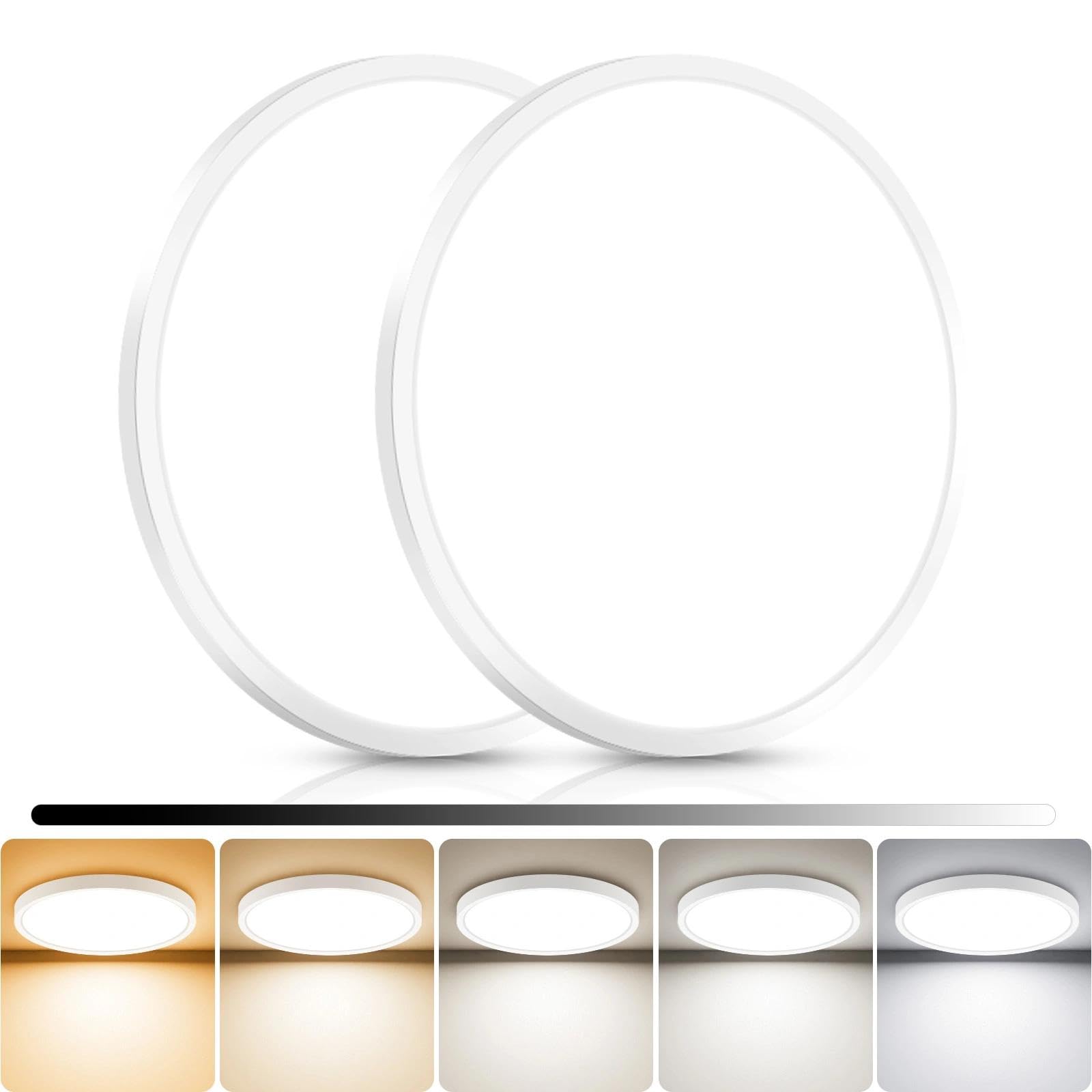 libtit 4Pack 7inch LED Flush Mount Ceiling Light, Dimmable & 5Color Temperatures (3000K-6500K), 15W Round Slim White Light Fixture for Closet Hallway Kitchen Bathroom Laundry