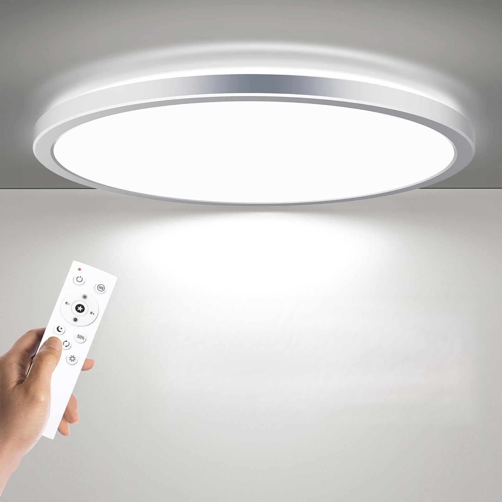 BLNAN Dimmable LED Flush Mount Ceiling Light Fixture with Remote Control, 12Inch 3000K-6500K Light Color Adjustable, Modern Ultra-Thin Ceiling Lamp for Bedroom Kitchen, Wired