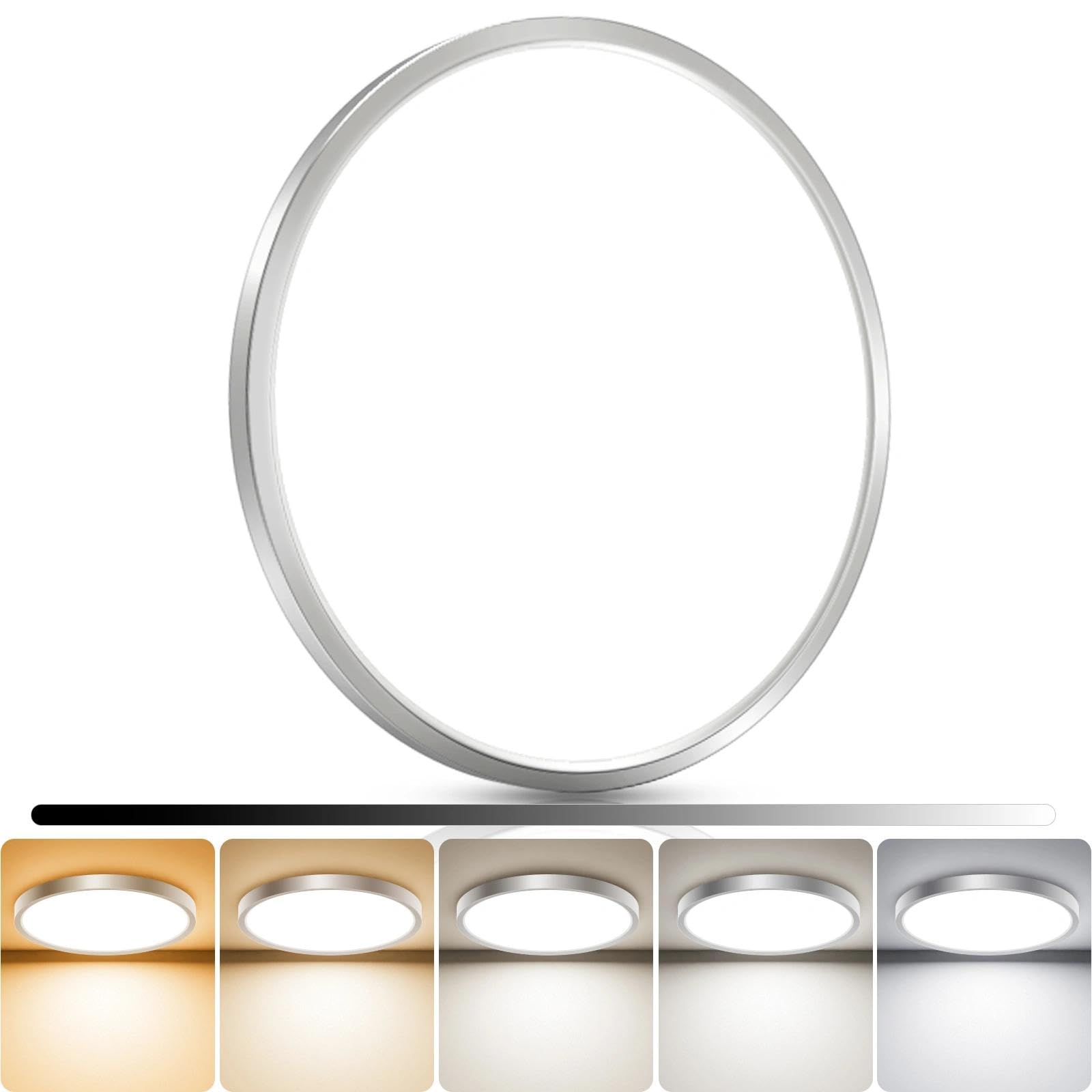 libtit 4Pack 7inch LED Flush Mount Ceiling Light, Dimmable & 5Color Temperatures (3000K-6500K), 15W Round Slim White Light Fixture for Closet Hallway Kitchen Bathroom Laundry