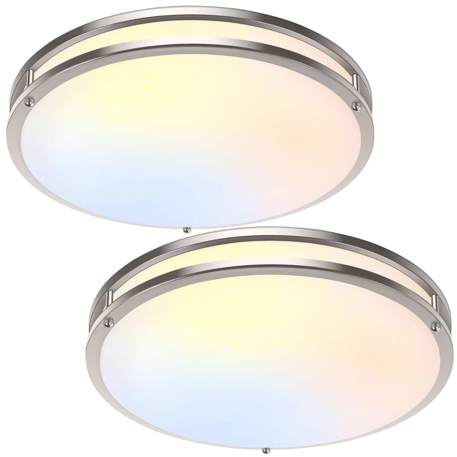 36W LED Ceiling Lights 3600lm Super Bright, Dimmable Flush Mount Light Fixtures 6500K/5000K/4000K/3000K/2700K Adjusted Modern Ceiling Lights 2PACK, 13 Inch Ceiling Lamps for Bedroom Kitchen, Nickle