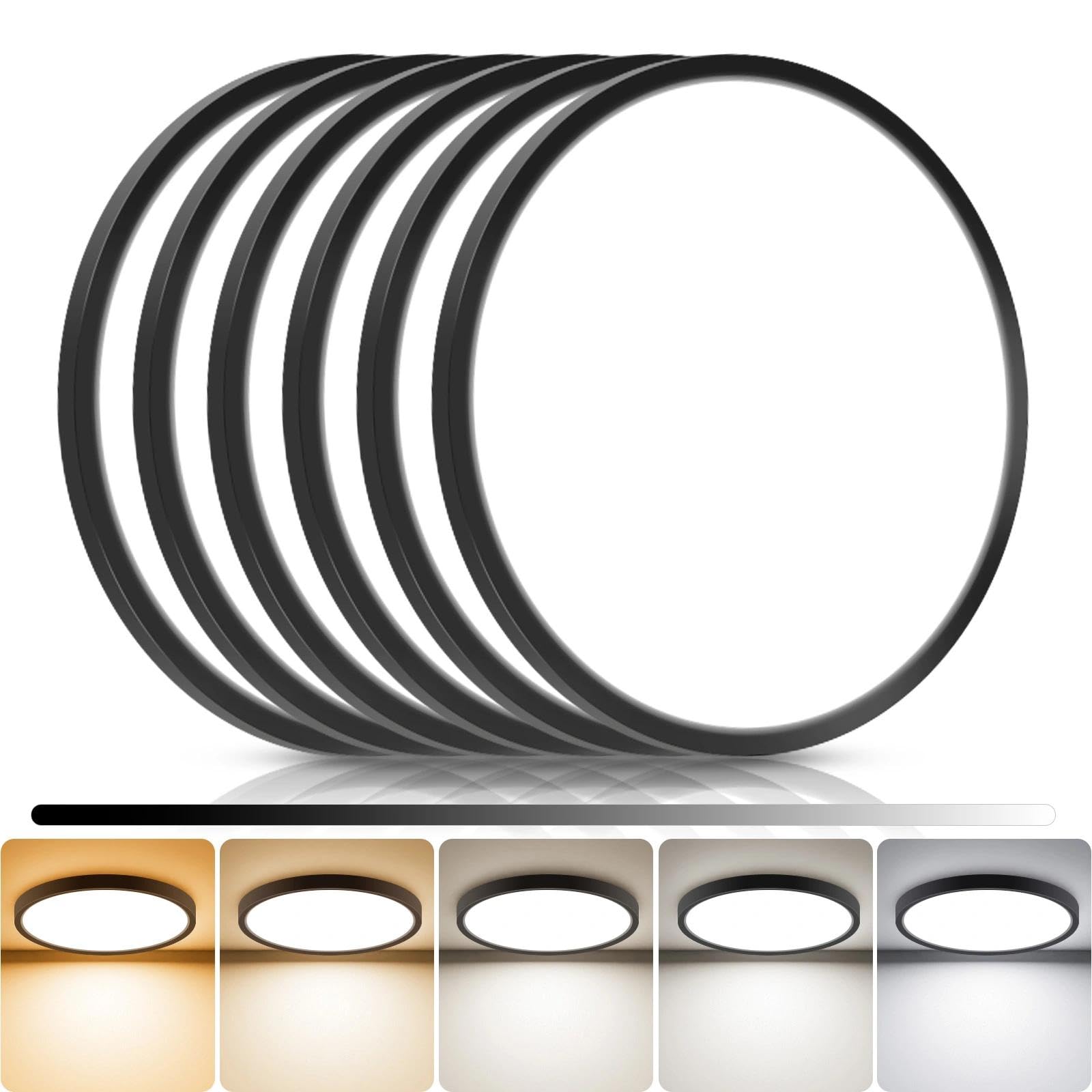 libtit 4Pack 7inch LED Flush Mount Ceiling Light, Dimmable & 5Color Temperatures (3000K-6500K), 15W Round Slim White Light Fixture for Closet Hallway Kitchen Bathroom Laundry