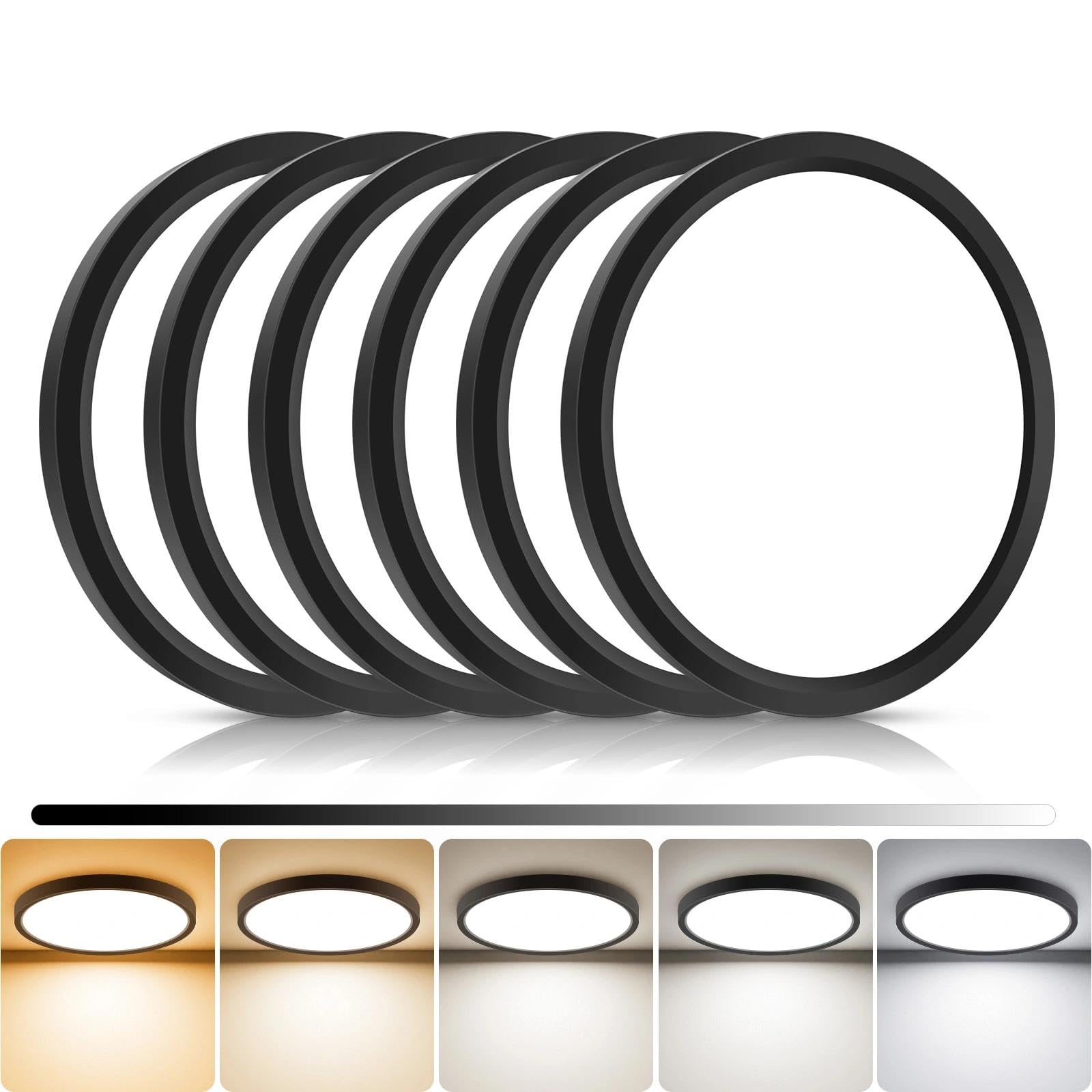 libtit 4Pack 7inch LED Flush Mount Ceiling Light, Dimmable & 5Color Temperatures (3000K-6500K), 15W Round Slim White Light Fixture for Closet Hallway Kitchen Bathroom Laundry