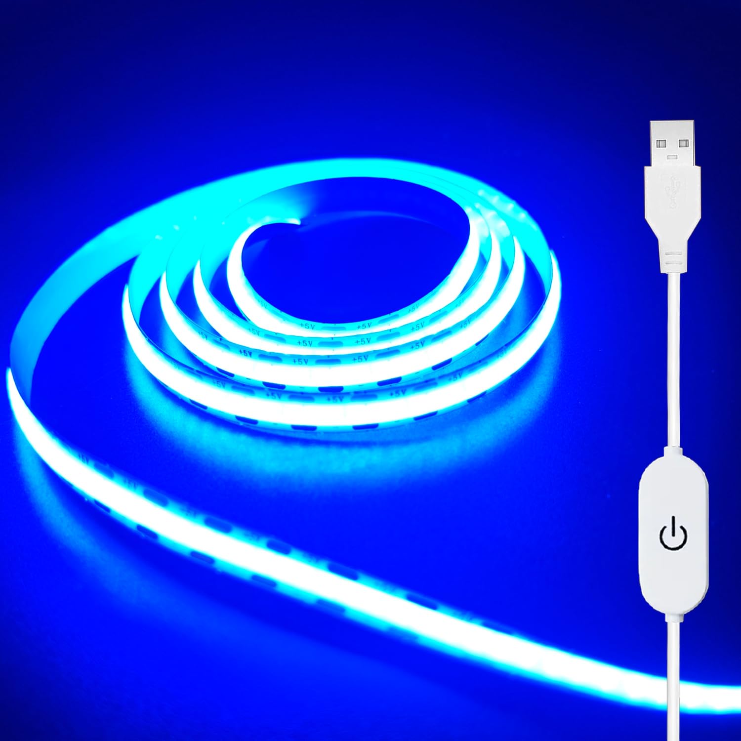 ZSLAIFU A 5V USB LED Light Strip, COB LED Strip Lights, White 5V LED Lights, Small LED Strip Light, TV Lights for TV Under Cabinet Kitchen Living Room Shelving or Displays (White, 3.28ft)
