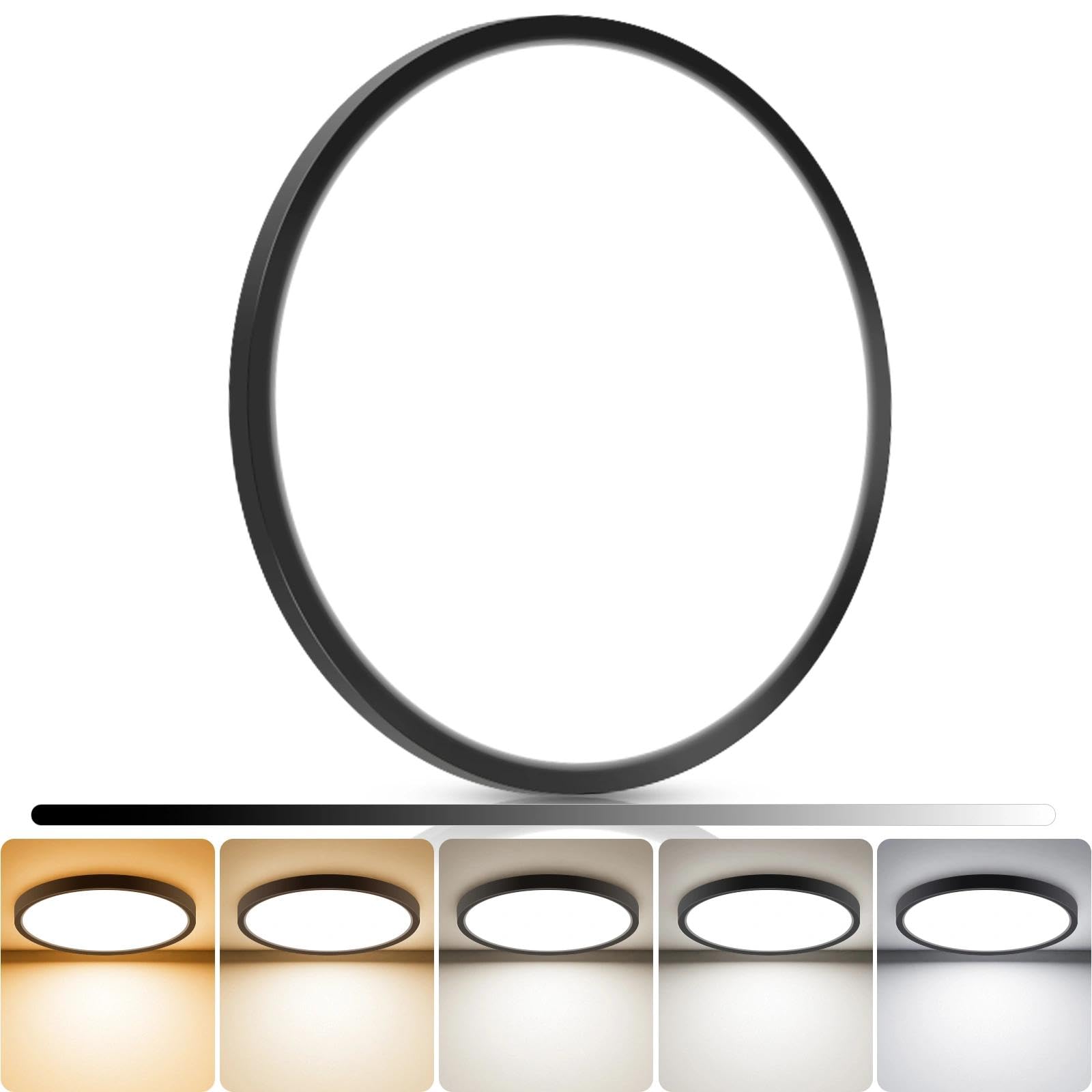 libtit 4Pack 7inch LED Flush Mount Ceiling Light, Dimmable & 5Color Temperatures (3000K-6500K), 15W Round Slim White Light Fixture for Closet Hallway Kitchen Bathroom Laundry