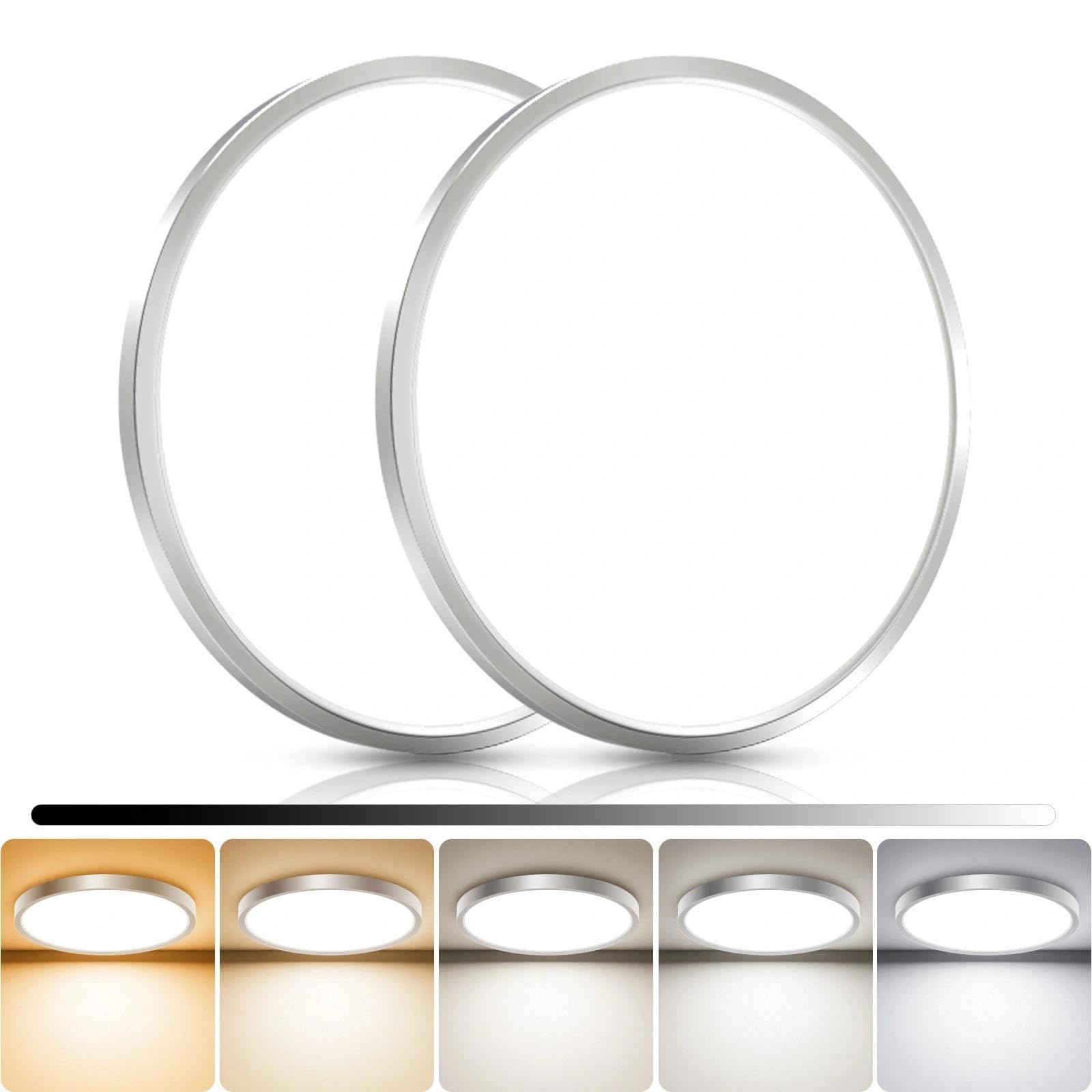 libtit 4Pack 7inch LED Flush Mount Ceiling Light, Dimmable & 5Color Temperatures (3000K-6500K), 15W Round Slim White Light Fixture for Closet Hallway Kitchen Bathroom Laundry
