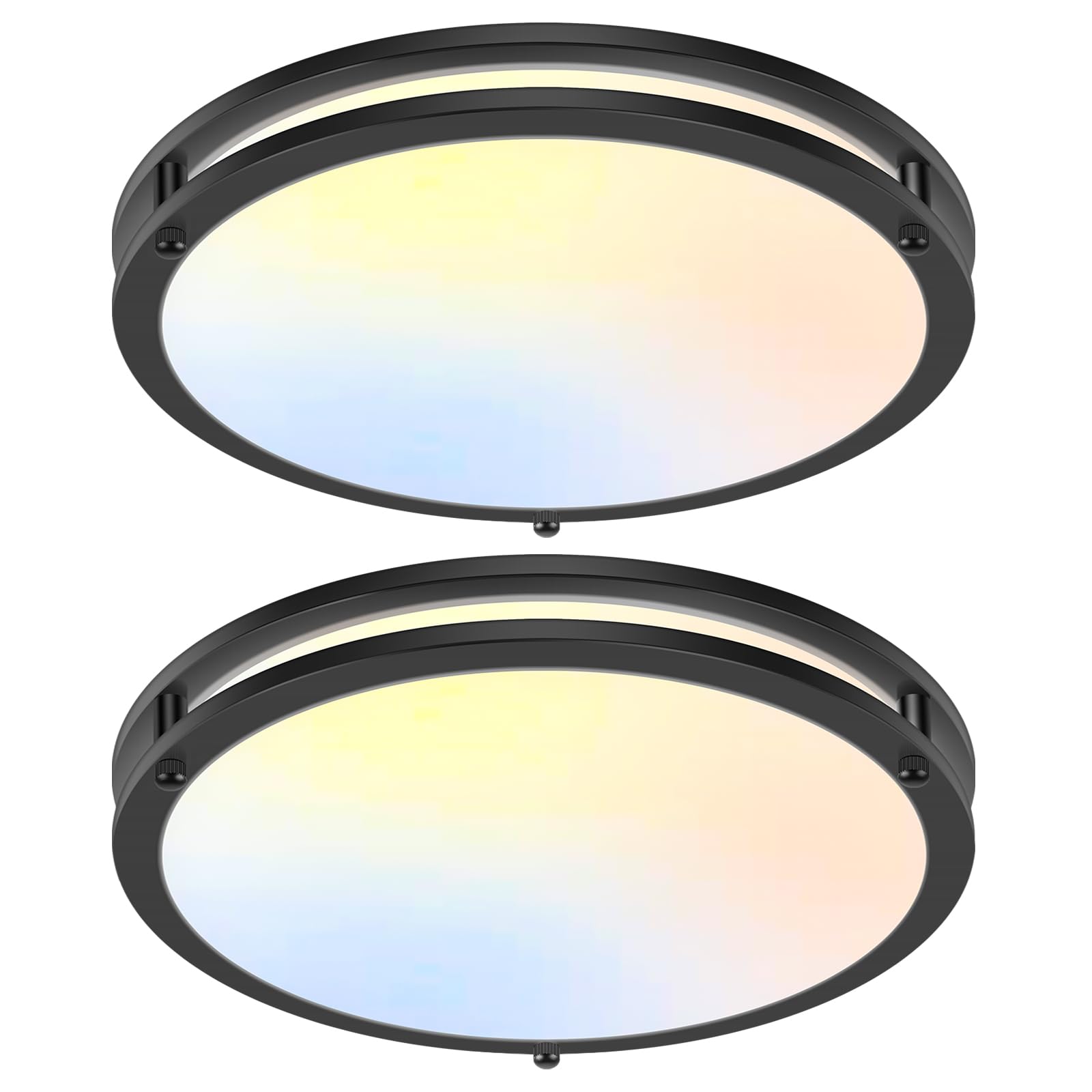 2-Pack 36W LED Ceiling Light Fixture (450W Equiv), 12IN Modern Flush Mount Ceiling Lights, Dimmable Ceiling Lamps Super Bright 3200LM, 3000K/4000K/5000K Adjustable for Bedroom Kitchen Bathroom Hallway