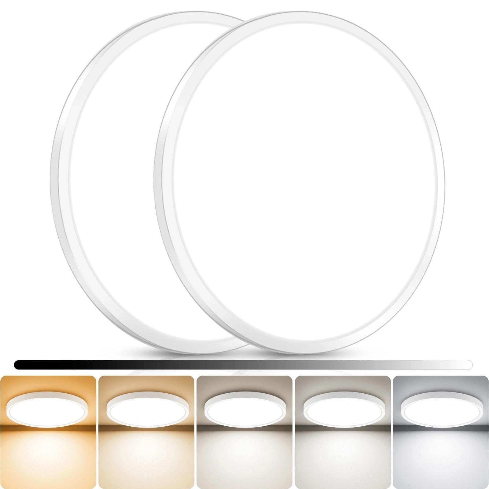 libtit 4Pack 7inch LED Flush Mount Ceiling Light, Dimmable & 5Color Temperatures (3000K-6500K), 15W Round Slim White Light Fixture for Closet Hallway Kitchen Bathroom Laundry