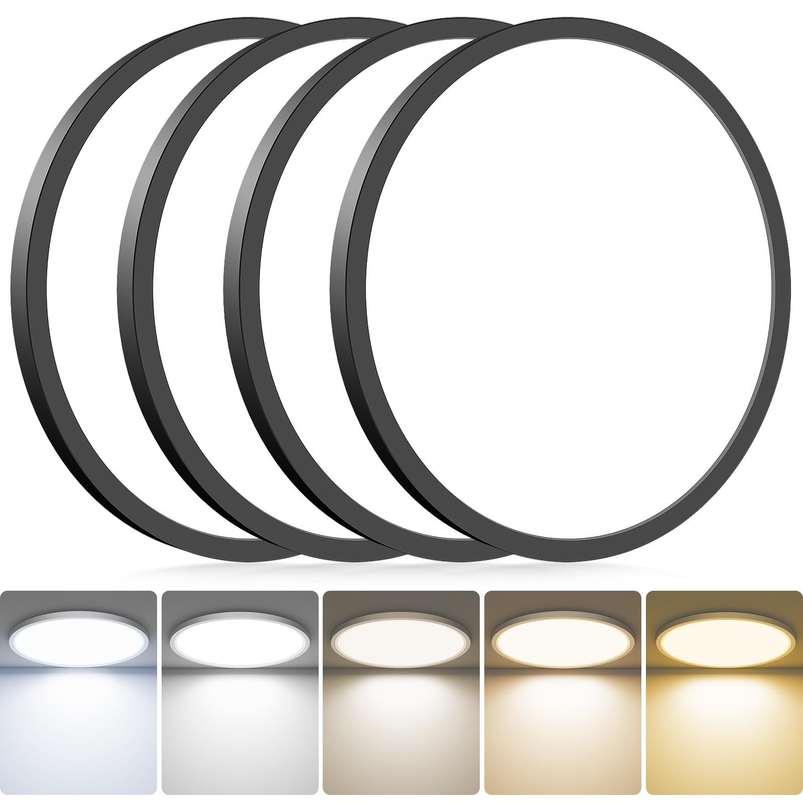 hepside 2Pack LED Flush Mount Ceiling Light Fixture, 12Inch 24W, Dimmable&3000K/3500K/4000K/5000K/6500K Adjustable Low Profile Ceiling Lights, White Round Flat Ceiling Light for Closet,Kitchen,Hallway