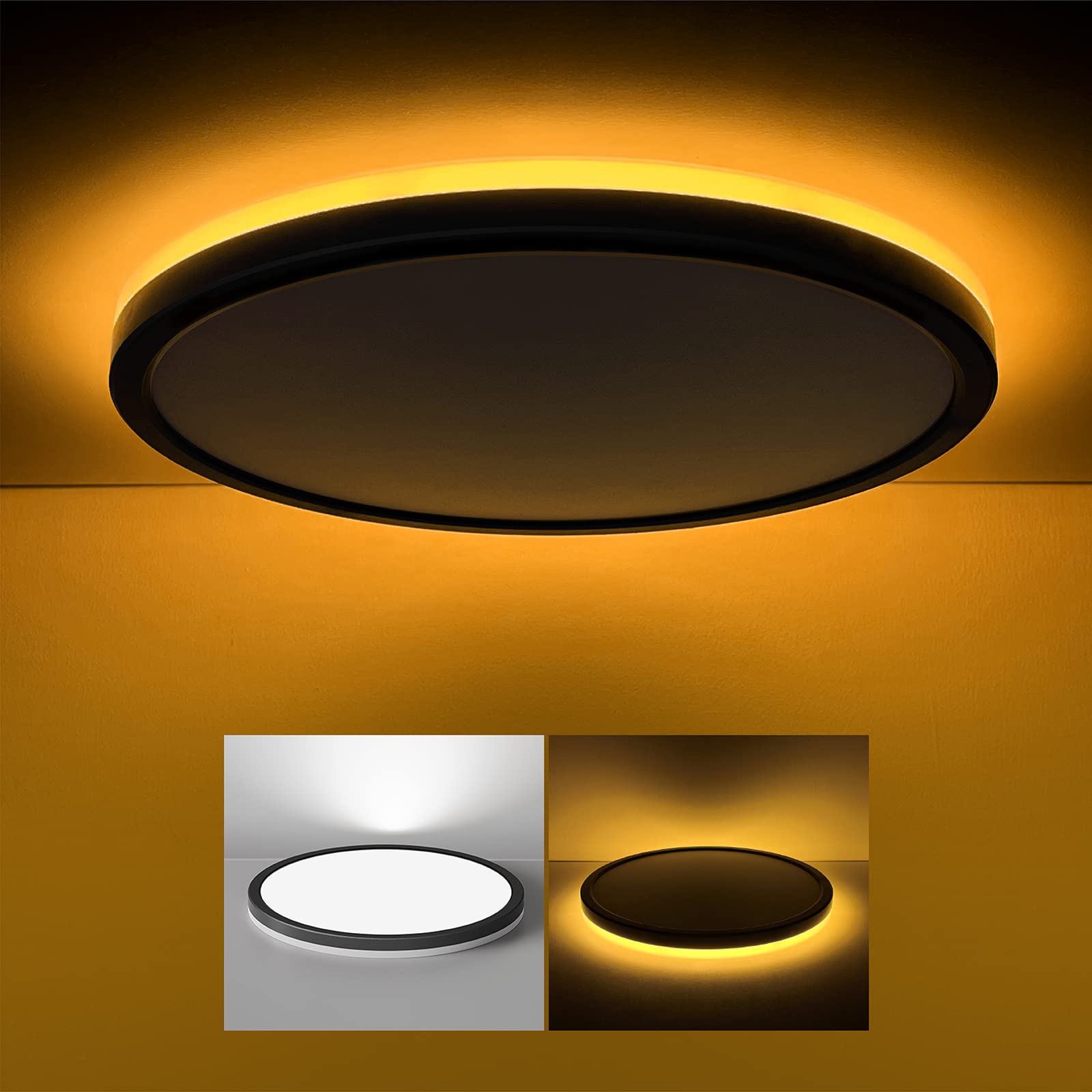 Matane LED Flush Mount Ceiling Light Fixture with Night Light, 1800LM 3000K/4000K/5000K Selectable, Dimmable Low Profile Ceiling Light for Kitchen Bedroom Hallway, 8.7inch Round White