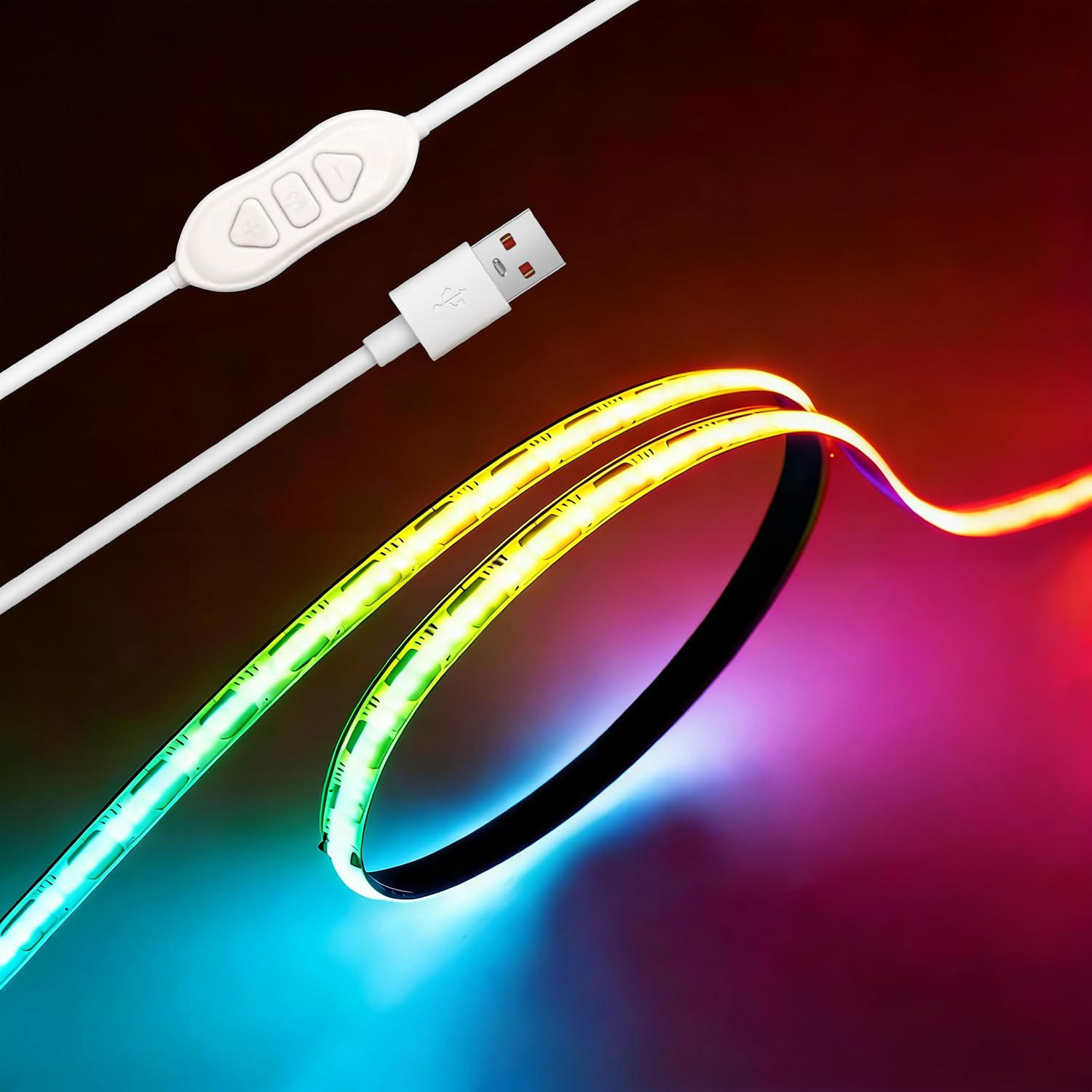 ZSLAIFU A 5V USB LED Light Strip, COB LED Strip Lights, White 5V LED Lights, Small LED Strip Light, TV Lights for TV Under Cabinet Kitchen Living Room Shelving or Displays (White, 3.28ft)
