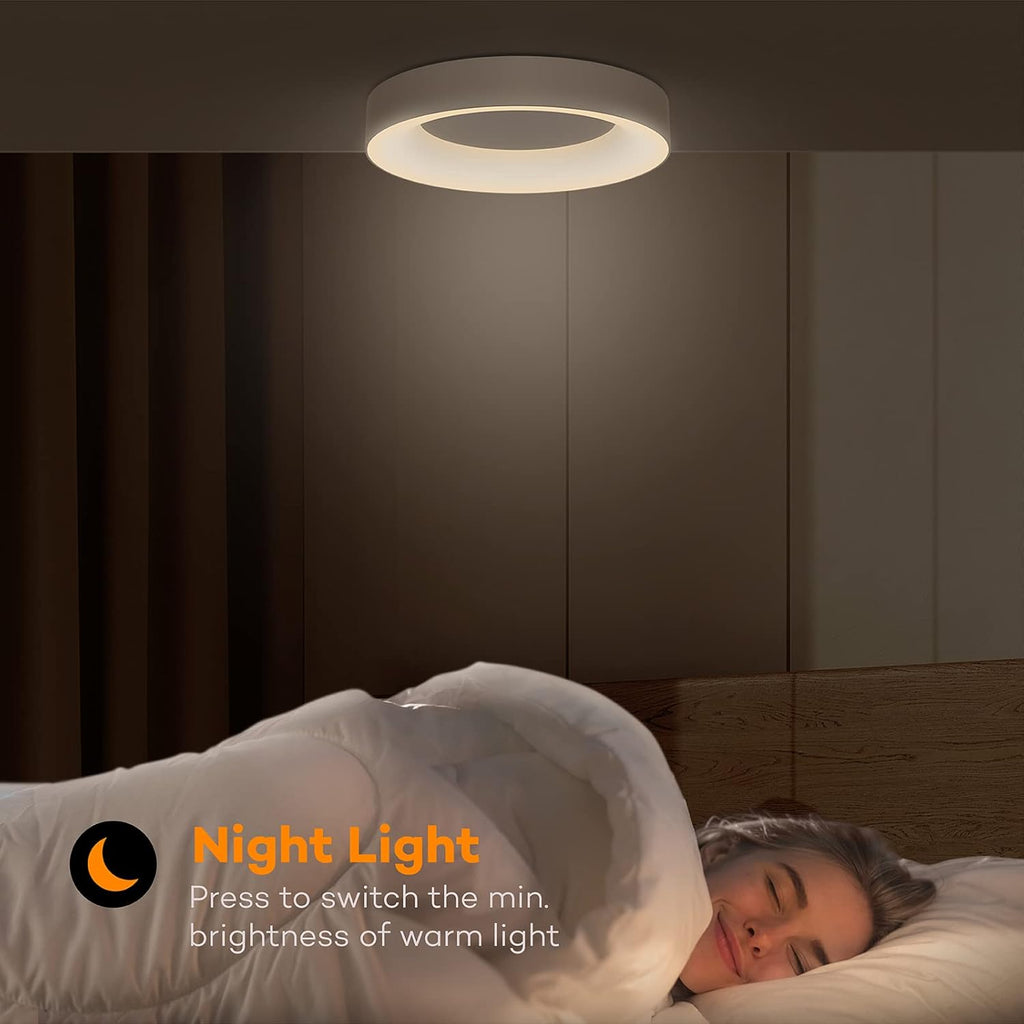 Annaror RGB Flush Mount Ceiling Light with Remote Control, 2400LM Dimmable Ceiling Light Fixture, 3000K-6500K Modern Low Profile Ceiling Lights for Bedroom Kids Room, 11in White