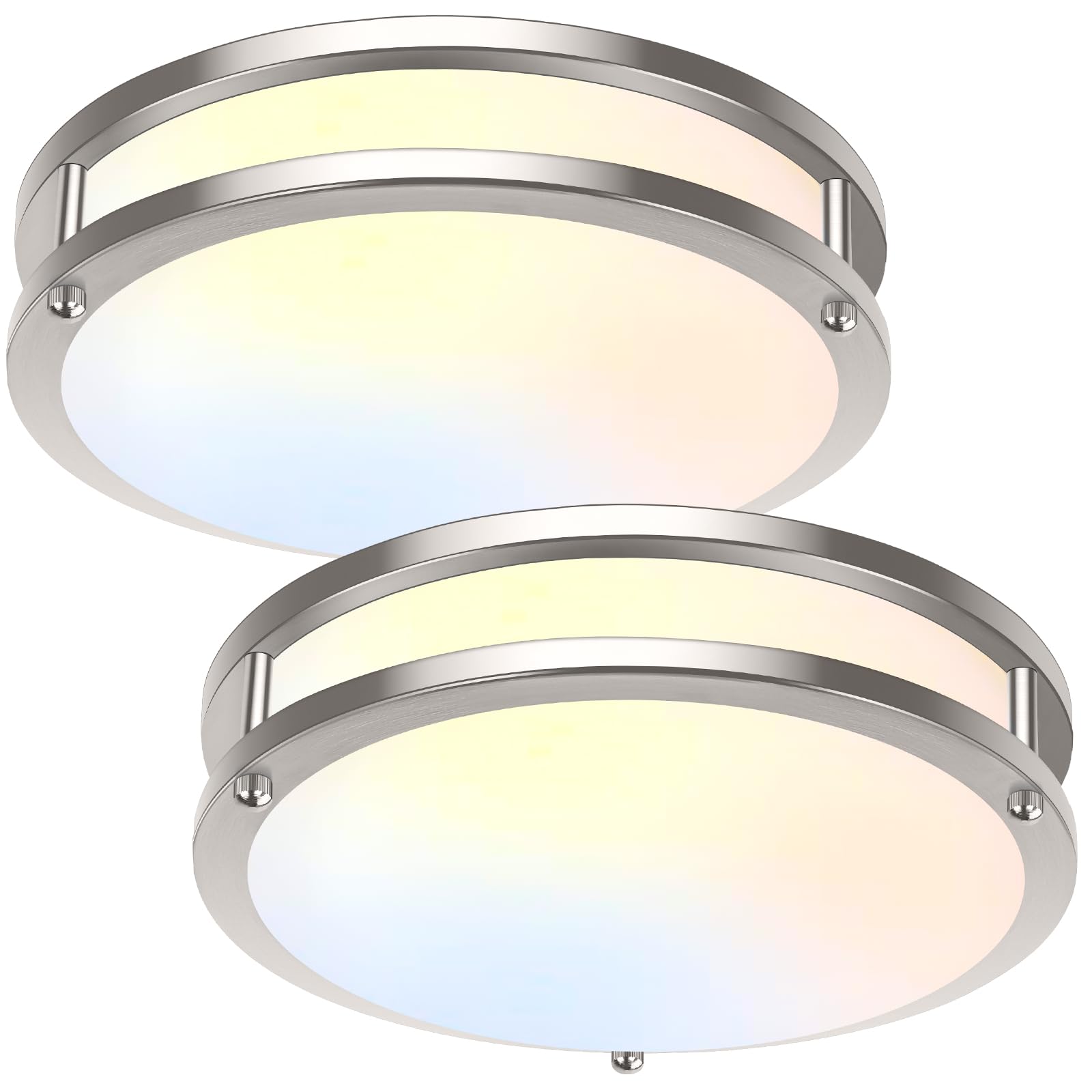 36W LED Ceiling Lights 3600lm Super Bright, Dimmable Flush Mount Light Fixtures 6500K/5000K/4000K/3000K/2700K Adjusted Modern Ceiling Lights 2PACK, 13 Inch Ceiling Lamps for Bedroom Kitchen, Nickle