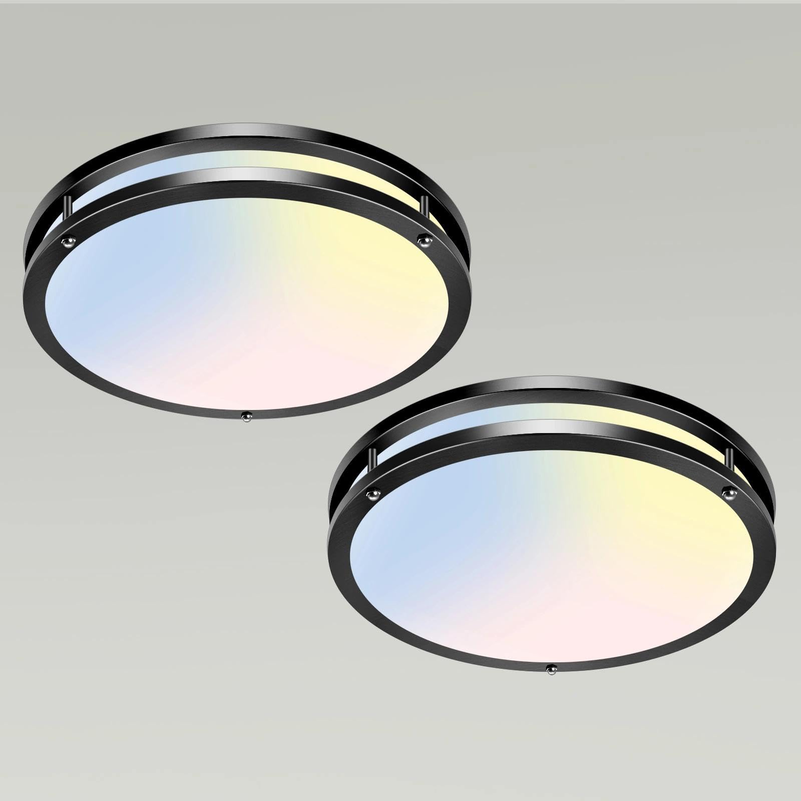 libtit 13-Inch Flush Mount Ceiling Lights, Dimmable 3000K-6500K Adjustable LED Ceiling Light, 24W Round Slim Light Fixture, Brushed Nickel for Kitchen, Bedroom, Bathroom, Hallway-1 Pack