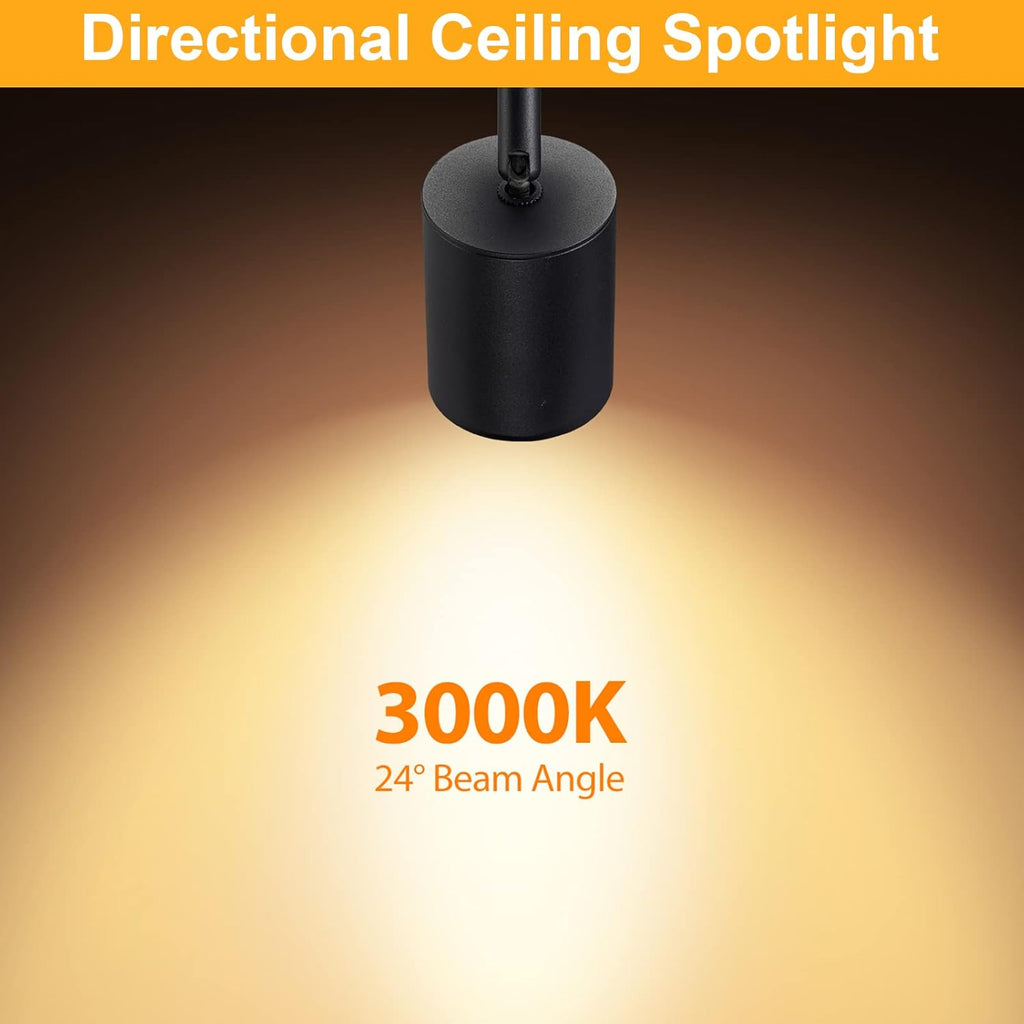 VANoopee Flush Mount LED Ceiling Spotlight Dimmable Adjustable Spotlight Directional Spot Lights Indoor Bright Can Accent Fixture for Living Room Bedroom - CRI90 Flicker Free 10W 800lm 3000K Black