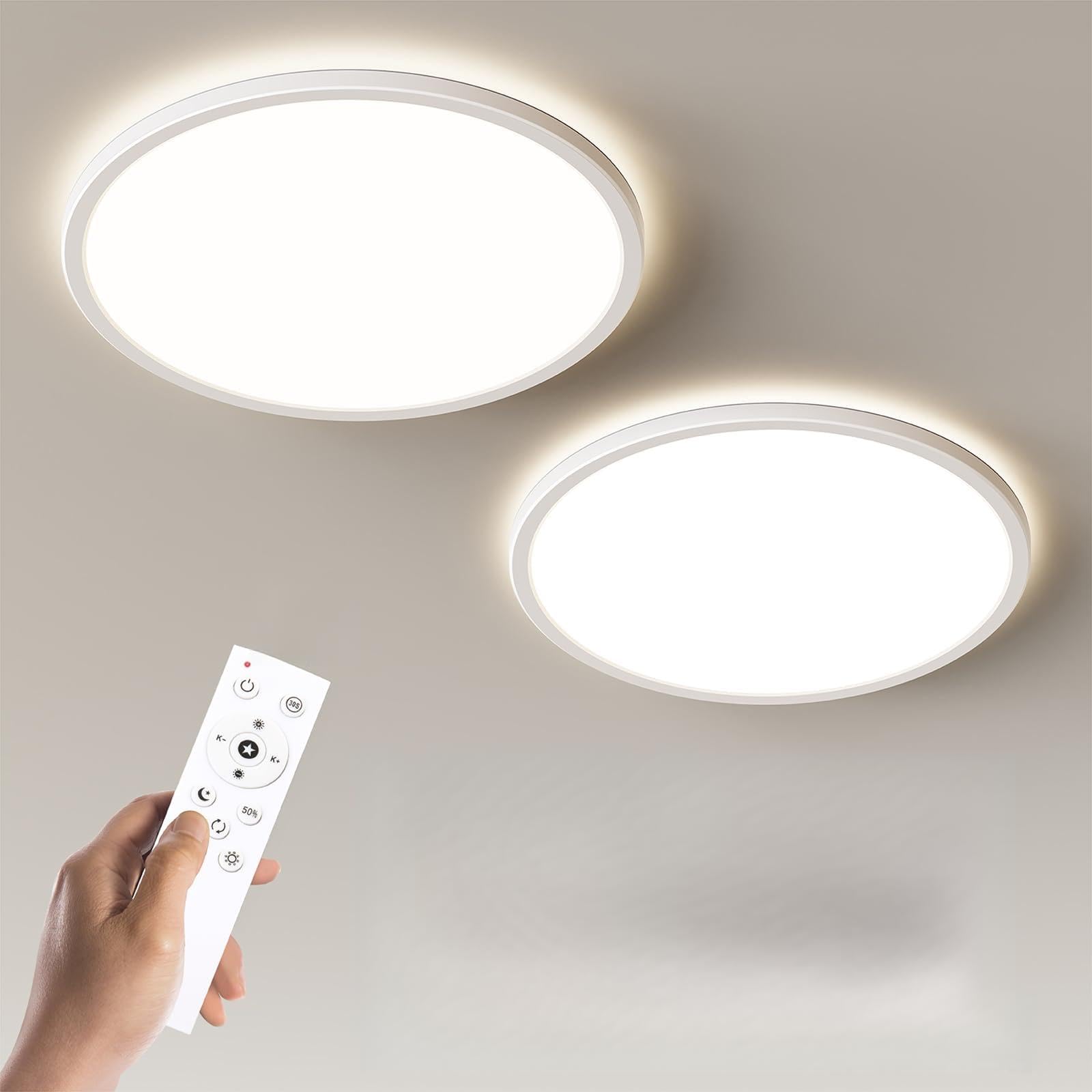 BLNAN Dimmable LED Flush Mount Ceiling Light Fixture with Remote Control, 12Inch 3000K-6500K Light Color Adjustable, Modern Ultra-Thin Ceiling Lamp for Bedroom Kitchen, Wired