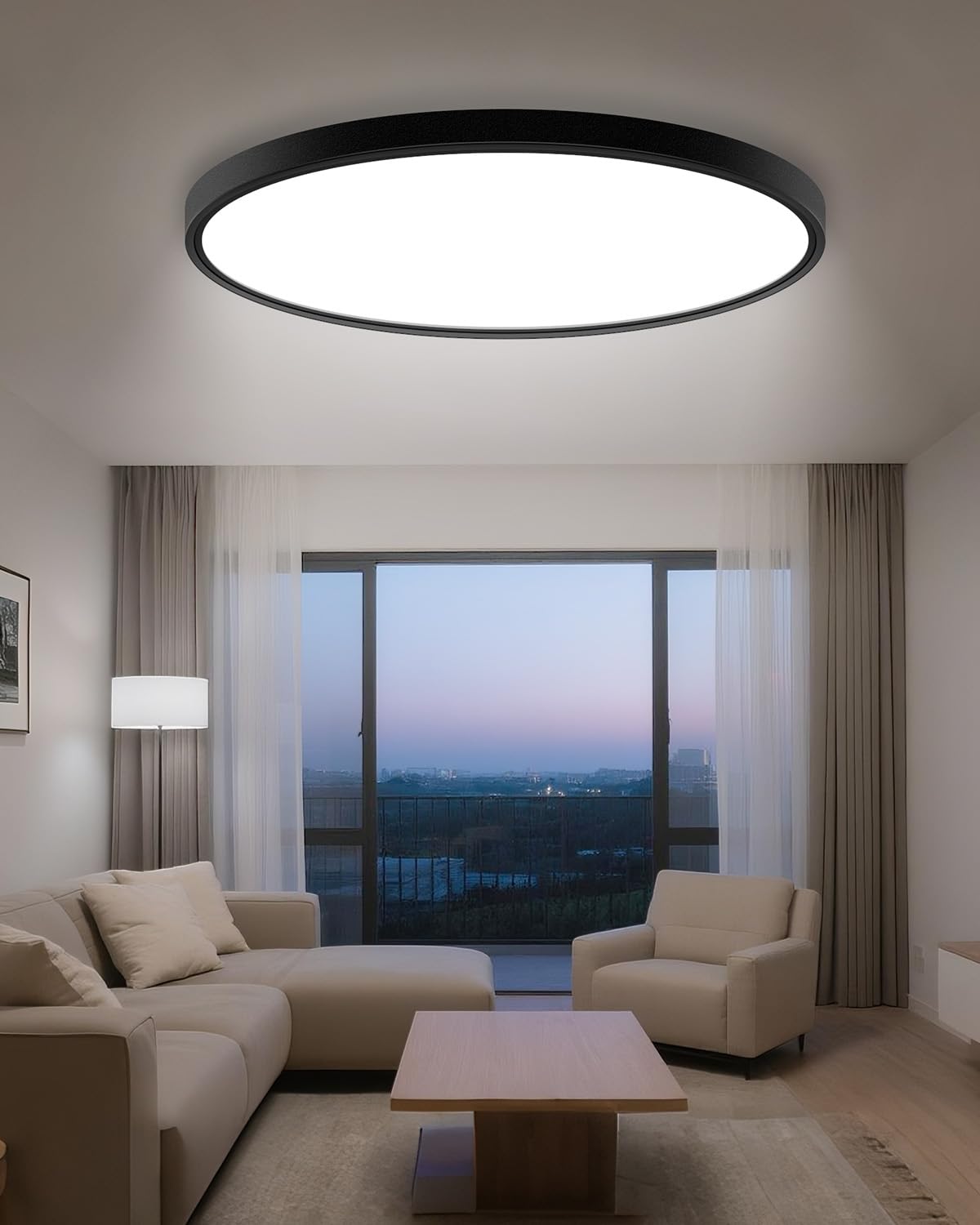 2PACK Flush Mount LED Ceiling Light Fixture Black, 12Inch 28Watt, Dimmable & 3000K-4500K-6000K 3 Color Selectable Ceiling Lamp 3200LM Low Profile Ceiling Light for Kitchen Bedroom Hallway Porch