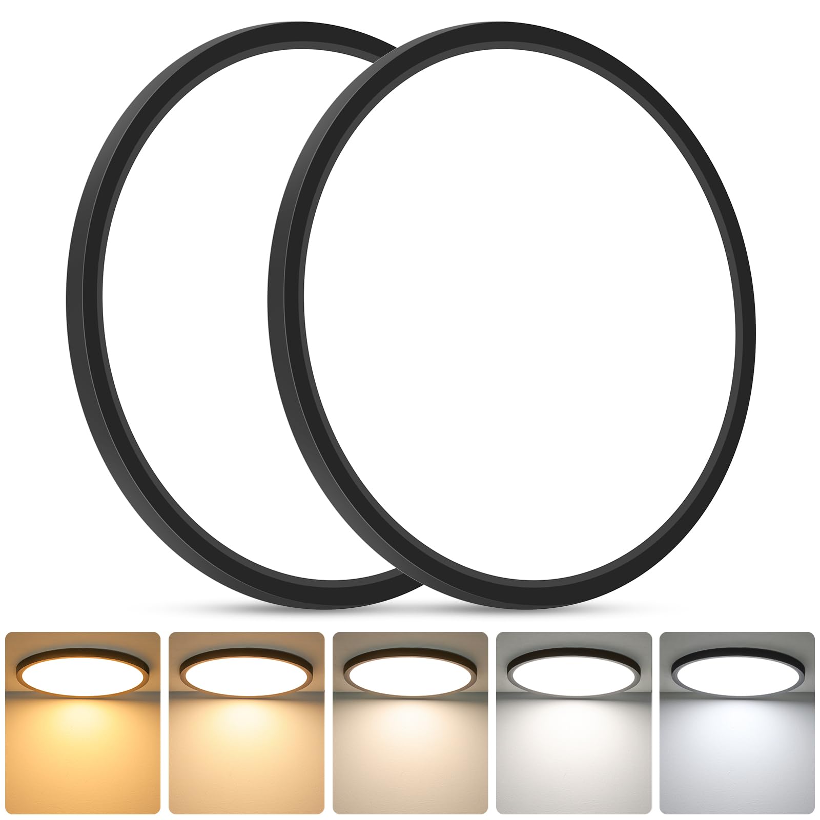 Brightever 4Pack LED Flush Mount Ceiling Light Fixture, 12 Inch 24W, Super Slim 0.67 Inch, 3200LM, Dimmable & 2700K-6500K 5 Color Selectable LED Ceiling Lights for Bedroom
