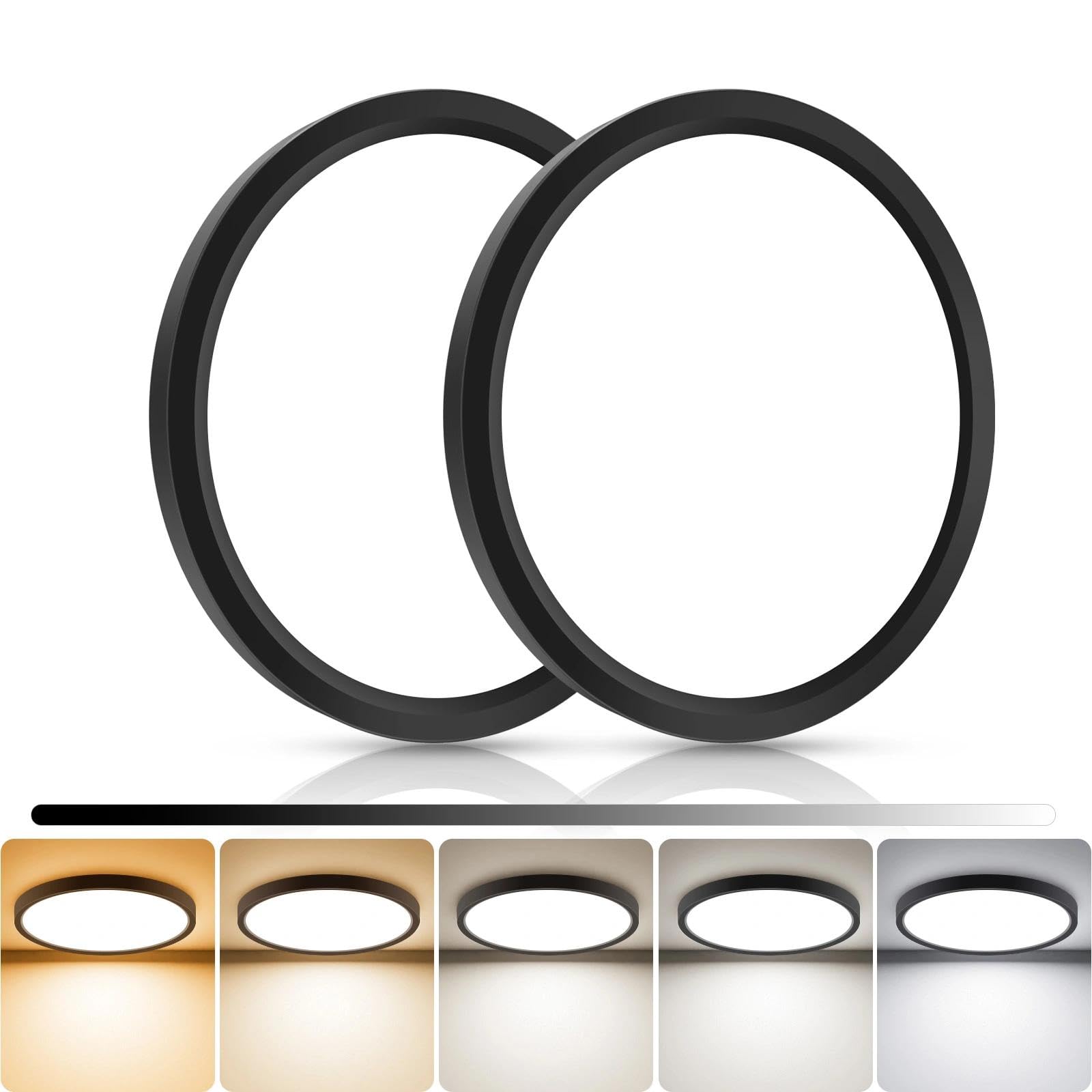 libtit 4Pack 7inch LED Flush Mount Ceiling Light, Dimmable & 5Color Temperatures (3000K-6500K), 15W Round Slim White Light Fixture for Closet Hallway Kitchen Bathroom Laundry