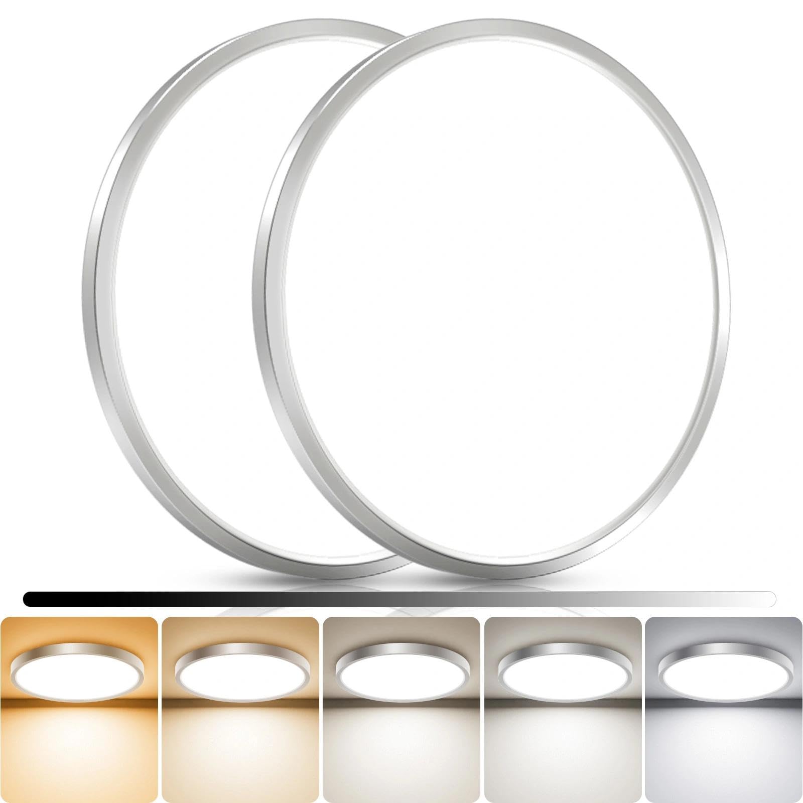 libtit 4Pack 7inch LED Flush Mount Ceiling Light, Dimmable & 5Color Temperatures (3000K-6500K), 15W Round Slim White Light Fixture for Closet Hallway Kitchen Bathroom Laundry