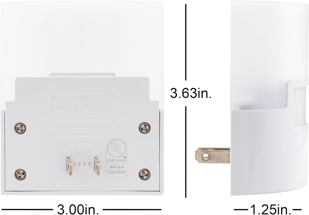 GE LED Motion Sensor Night Light, Plug into wall, 40 Lumens, Soft White, UL-Certified, Energy Efficient, Ideal Nightlight for Bedroom, Bathroom, Kitchen, Hallway, 46632, White, 2 Pack