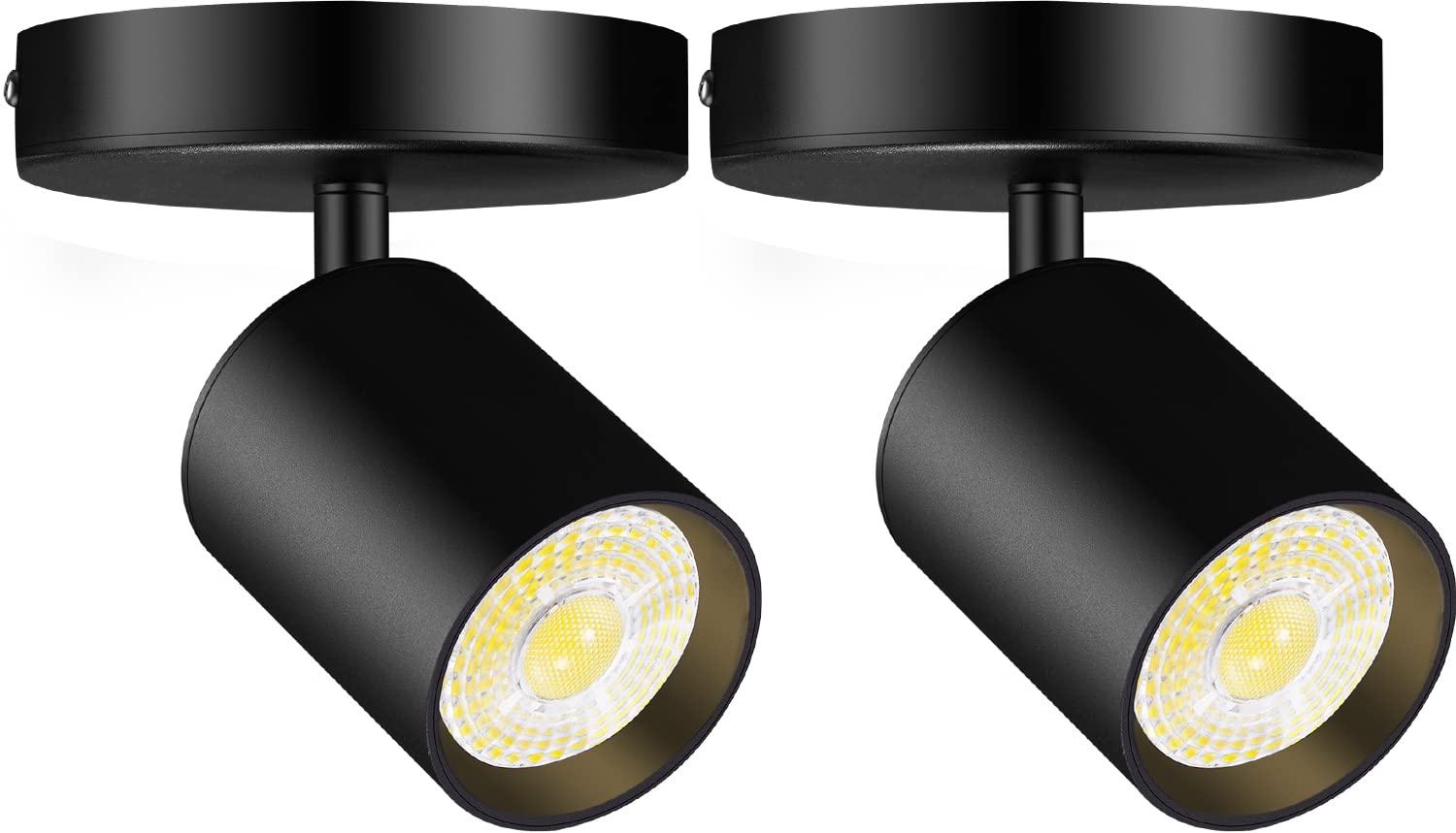 VANoopee Flush Mount LED Ceiling Spotlight Dimmable Adjustable Spotlight Directional Spot Lights Indoor Bright Can Accent Fixture for Living Room Bedroom - CRI90 Flicker Free 10W 800lm 3000K Black