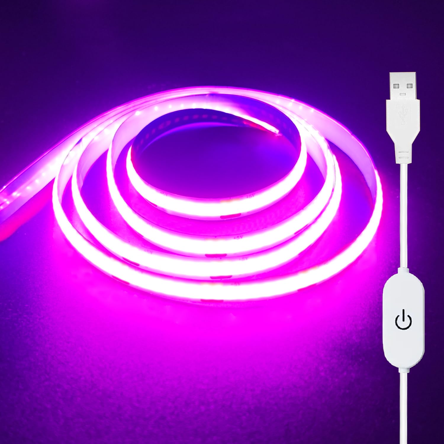 ZSLAIFU A 5V USB LED Light Strip, COB LED Strip Lights, White 5V LED Lights, Small LED Strip Light, TV Lights for TV Under Cabinet Kitchen Living Room Shelving or Displays (White, 3.28ft)