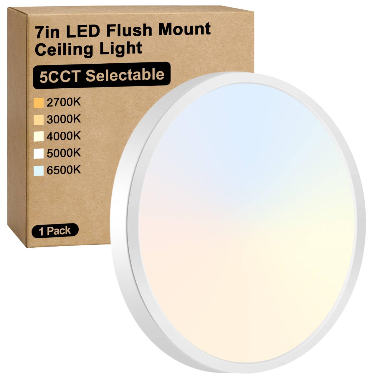 Brightever 4Pack LED Flush Mount Ceiling Light Fixture, 12 Inch 24W, Super Slim 0.67 Inch, 3200LM, Dimmable & 2700K-6500K 5 Color Selectable LED Ceiling Lights for Bedroom