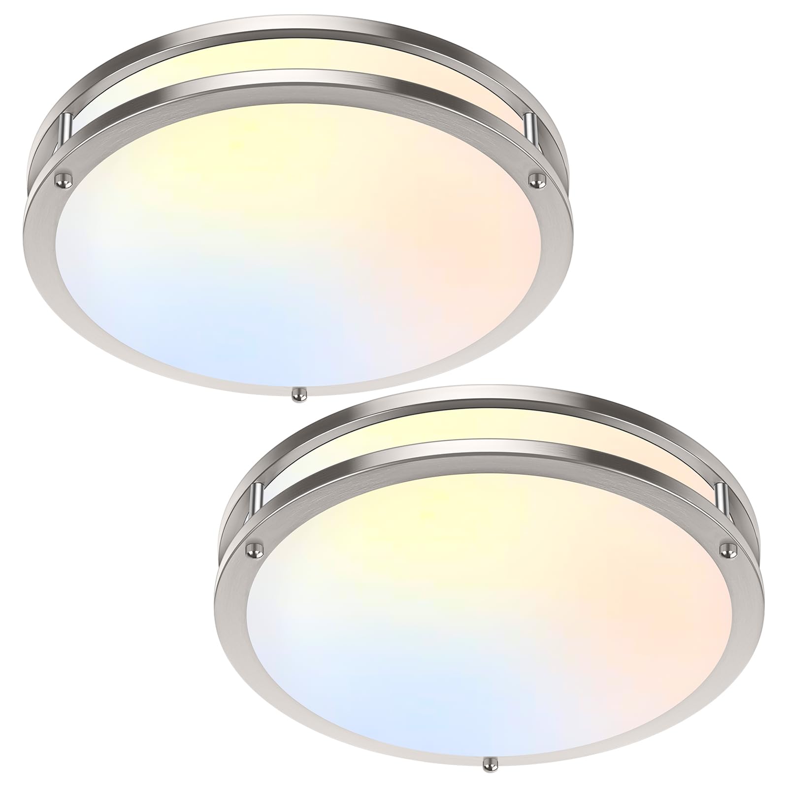 36W LED Ceiling Lights 3600lm Super Bright, Dimmable Flush Mount Light Fixtures 6500K/5000K/4000K/3000K/2700K Adjusted Modern Ceiling Lights 2PACK, 13 Inch Ceiling Lamps for Bedroom Kitchen, Nickle