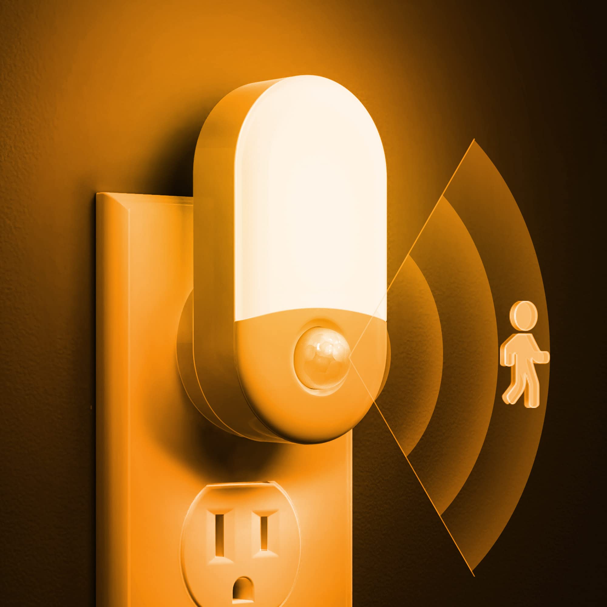 L LOHAS LED Motion Sensor Night Light, Motion Activated Night Light, 4Pack, 3000K Warm White, Night Lights Plug into Wall Motion Sensor, 30/60LM Adjustable Brightness, for Kids Adults Bathroom Kitchen