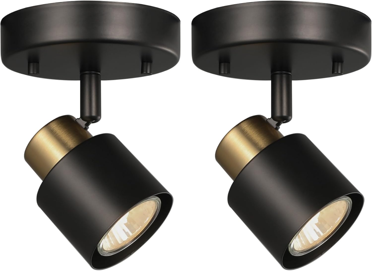 1 Light Track Lighting Kit,2 Packs Matt Black Brass Finish Adjustable Moden Flush Mount Ceiling Spotlight Wall Sconces for Kitchen,Hallway,Living Room Home Improvement