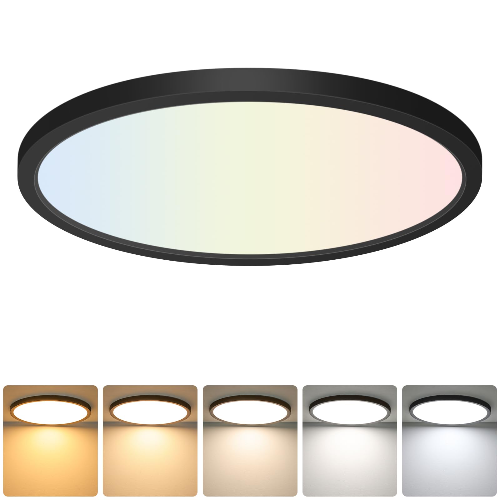 Brightever 4Pack LED Flush Mount Ceiling Light Fixture, 12 Inch 24W, Super Slim 0.67 Inch, 3200LM, Dimmable & 2700K-6500K 5 Color Selectable LED Ceiling Lights for Bedroom