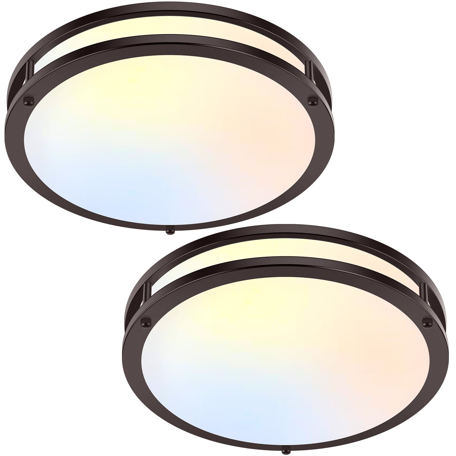 36W LED Ceiling Lights 3600lm Super Bright, Dimmable Flush Mount Light Fixtures 6500K/5000K/4000K/3000K/2700K Adjusted Modern Ceiling Lights 2PACK, 13 Inch Ceiling Lamps for Bedroom Kitchen, Nickle