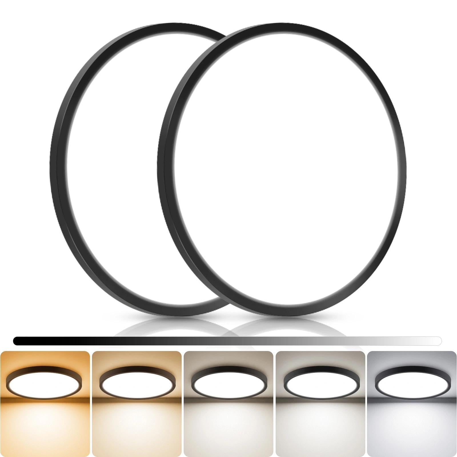 libtit 4Pack 7inch LED Flush Mount Ceiling Light, Dimmable & 5Color Temperatures (3000K-6500K), 15W Round Slim White Light Fixture for Closet Hallway Kitchen Bathroom Laundry
