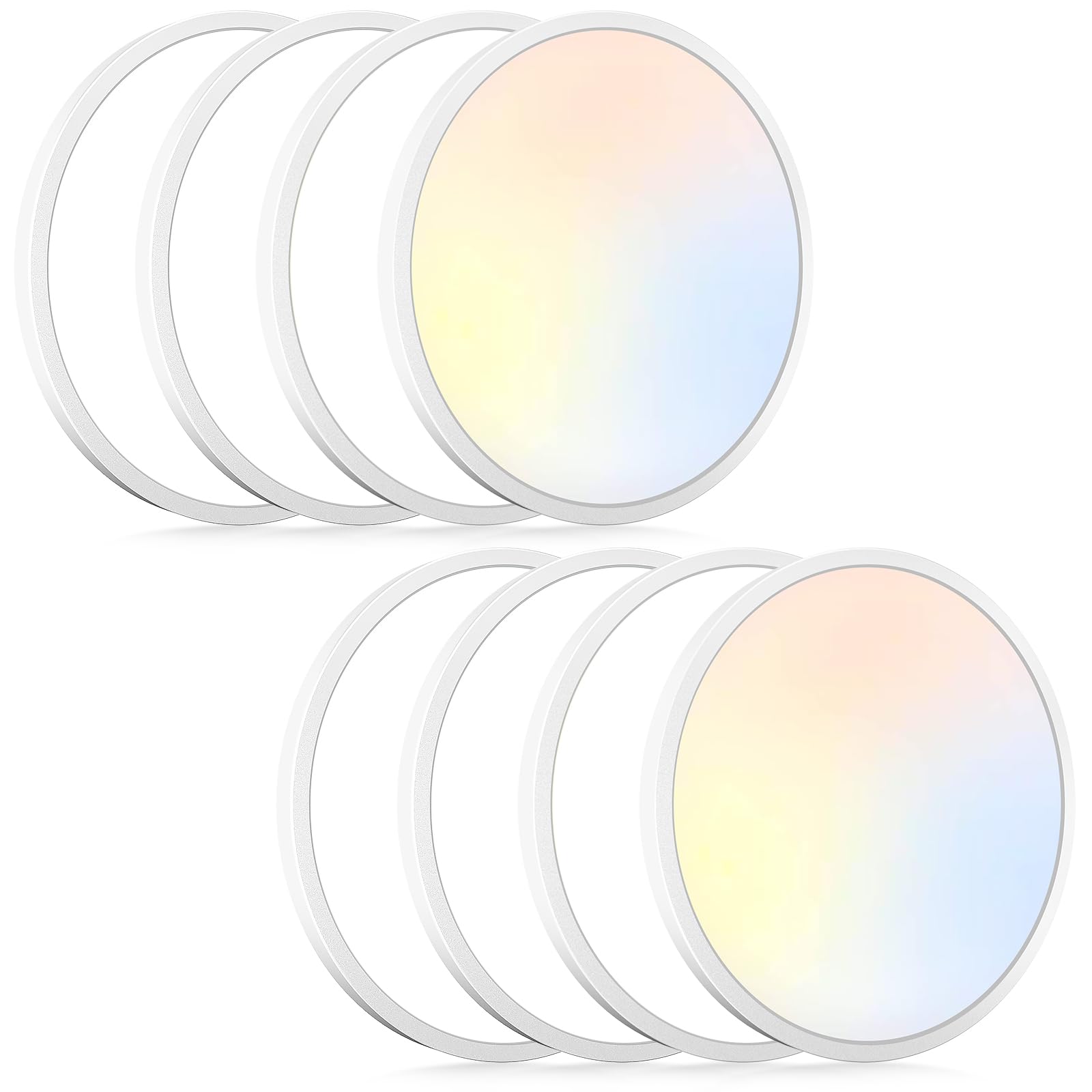 hepside 2Pack LED Flush Mount Ceiling Light Fixture, 12Inch 24W, Dimmable&3000K/3500K/4000K/5000K/6500K Adjustable Low Profile Ceiling Lights, White Round Flat Ceiling Light for Closet,Kitchen,Hallway
