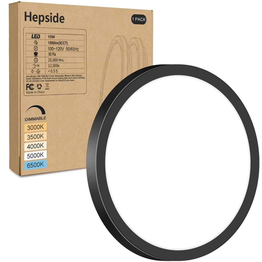 hepside 2Pack LED Flush Mount Ceiling Light Fixture, 12Inch 24W, Dimmable&3000K/3500K/4000K/5000K/6500K Adjustable Low Profile Ceiling Lights, White Round Flat Ceiling Light for Closet,Kitchen,Hallway