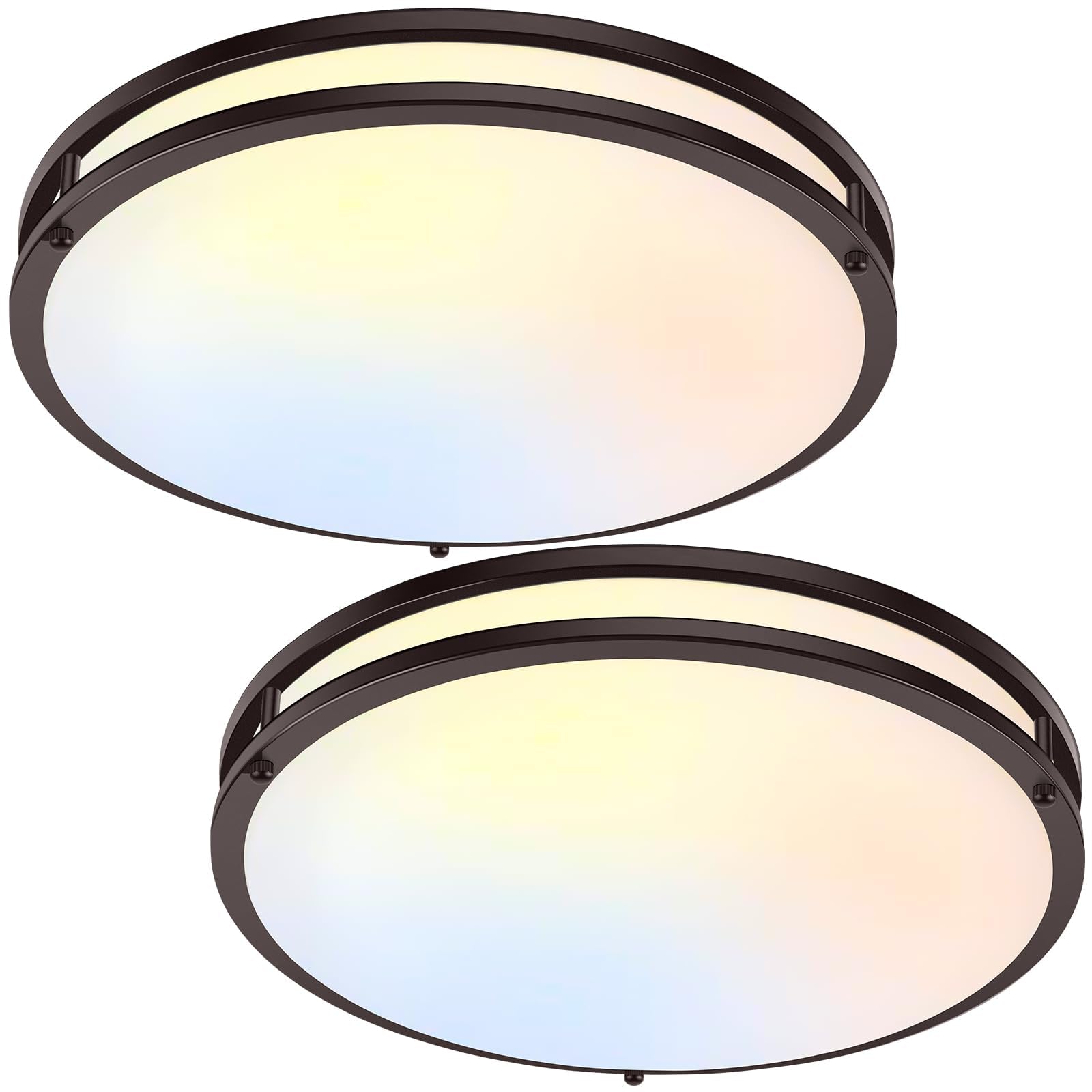 36W LED Ceiling Lights 3600lm Super Bright, Dimmable Flush Mount Light Fixtures 6500K/5000K/4000K/3000K/2700K Adjusted Modern Ceiling Lights 2PACK, 13 Inch Ceiling Lamps for Bedroom Kitchen, Nickle